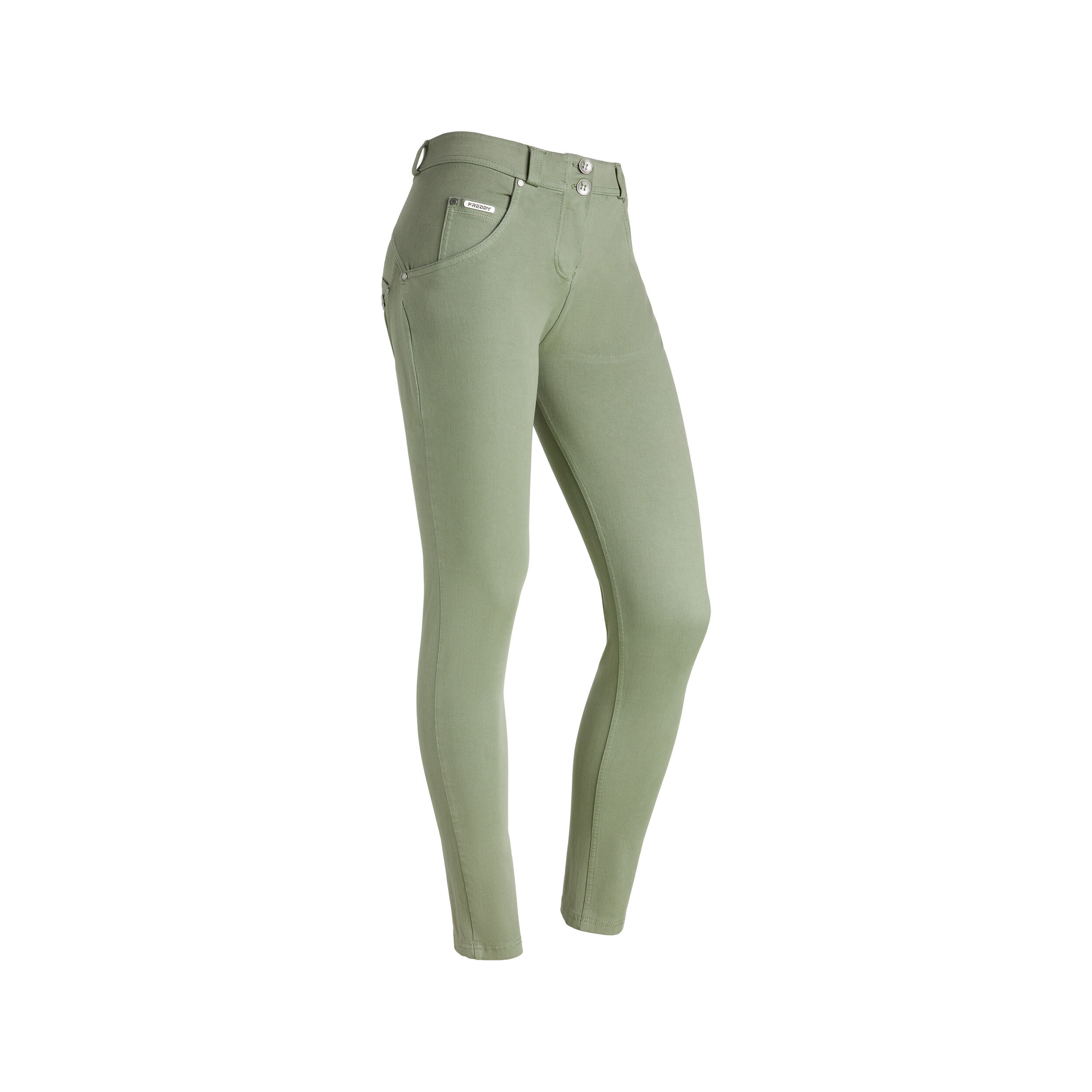 Freddy Pantaloni push up WR.UP® clessidra tessuto navetta ecologico Oil Green Donna Medium