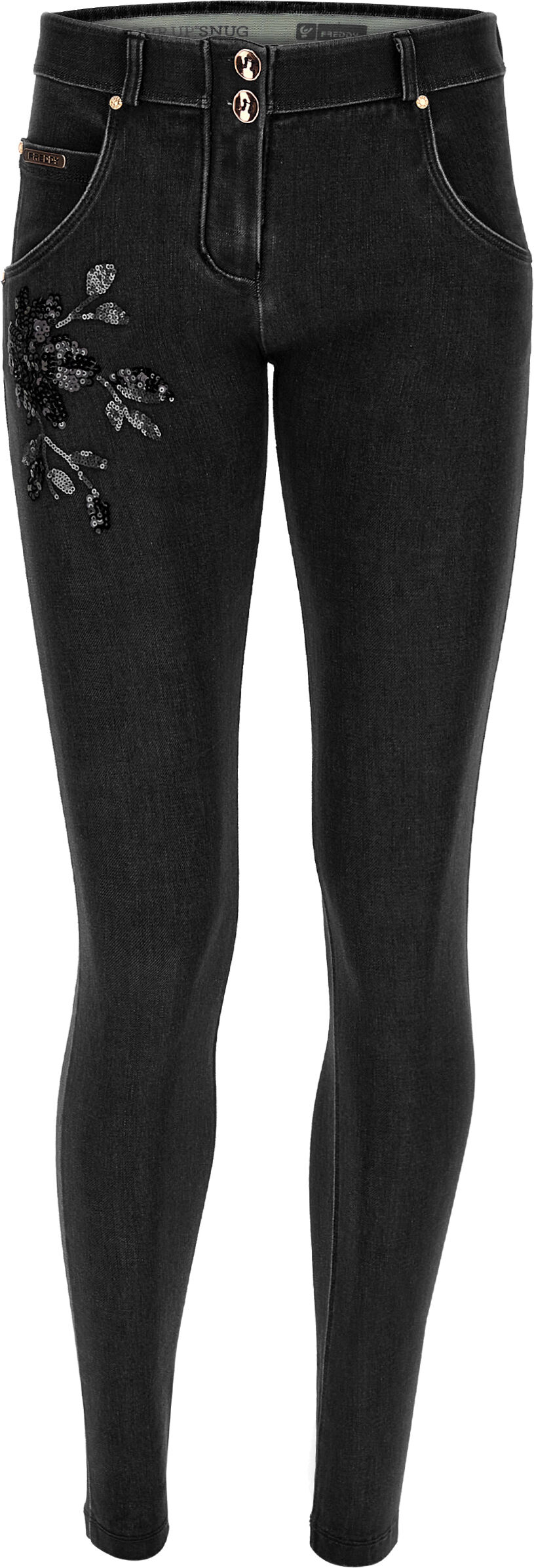 Freddy Jeans WR.UP® in denim navetta vita bassa con ricamo Jeans Nero-Cuciture In Tono Donna Medium