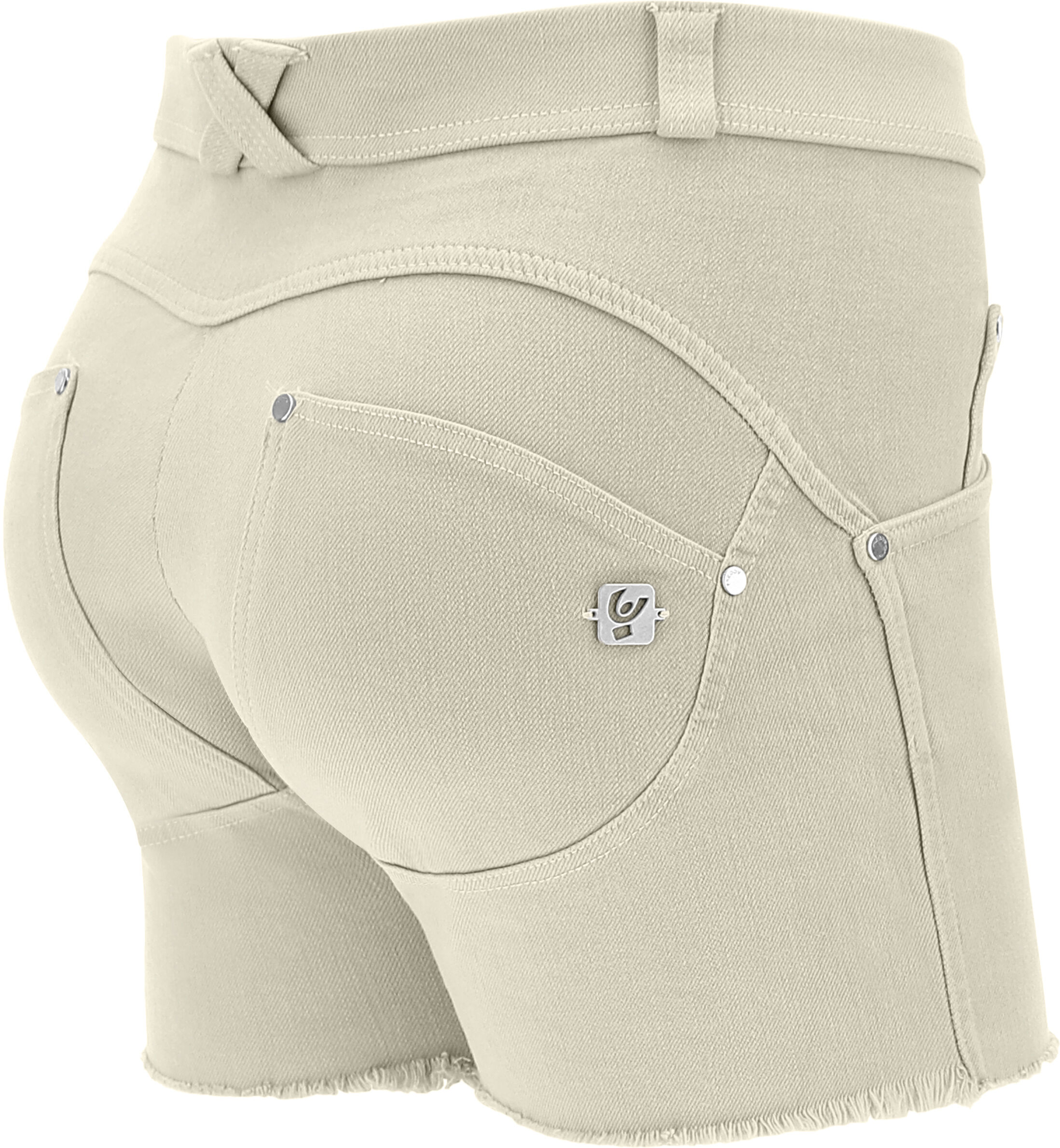 Freddy Shorts WR.UP® in denim navetta ecologico fondo sfrangiato e abrasioni Brown Rice Donna Xxs