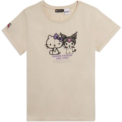 Freddy T-shirt Hello Kitty & Kuromi con stampa frontale Whitecup Gray Donna Medium Freddy T-shirt Hello Kitty & Kuromi con stampa frontale Whitecup Gray Donna Medium