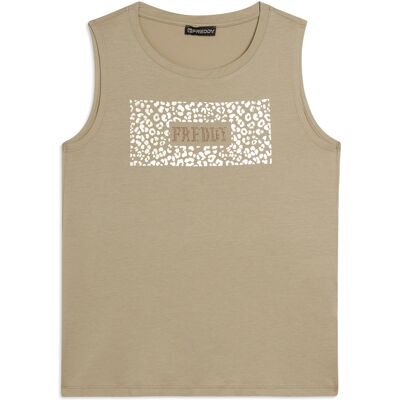 Freddy Canotta con Logo e Grafica Animalier Abbey Stone Donna Medium Freddy Canotta con Logo e Grafica Animalier Abbey Stone Donna Medium