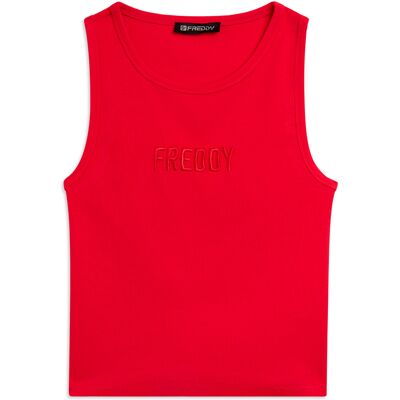 Freddy Canotta Cropped con logo ricamato Cayenne Donna Small Freddy Canotta Cropped con logo ricamato Cayenne Donna Small