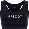 Freddy Reggiseno sportivo traspirante con stampa frontale gommata Black-Yellow Fluo Donna Xxx Large