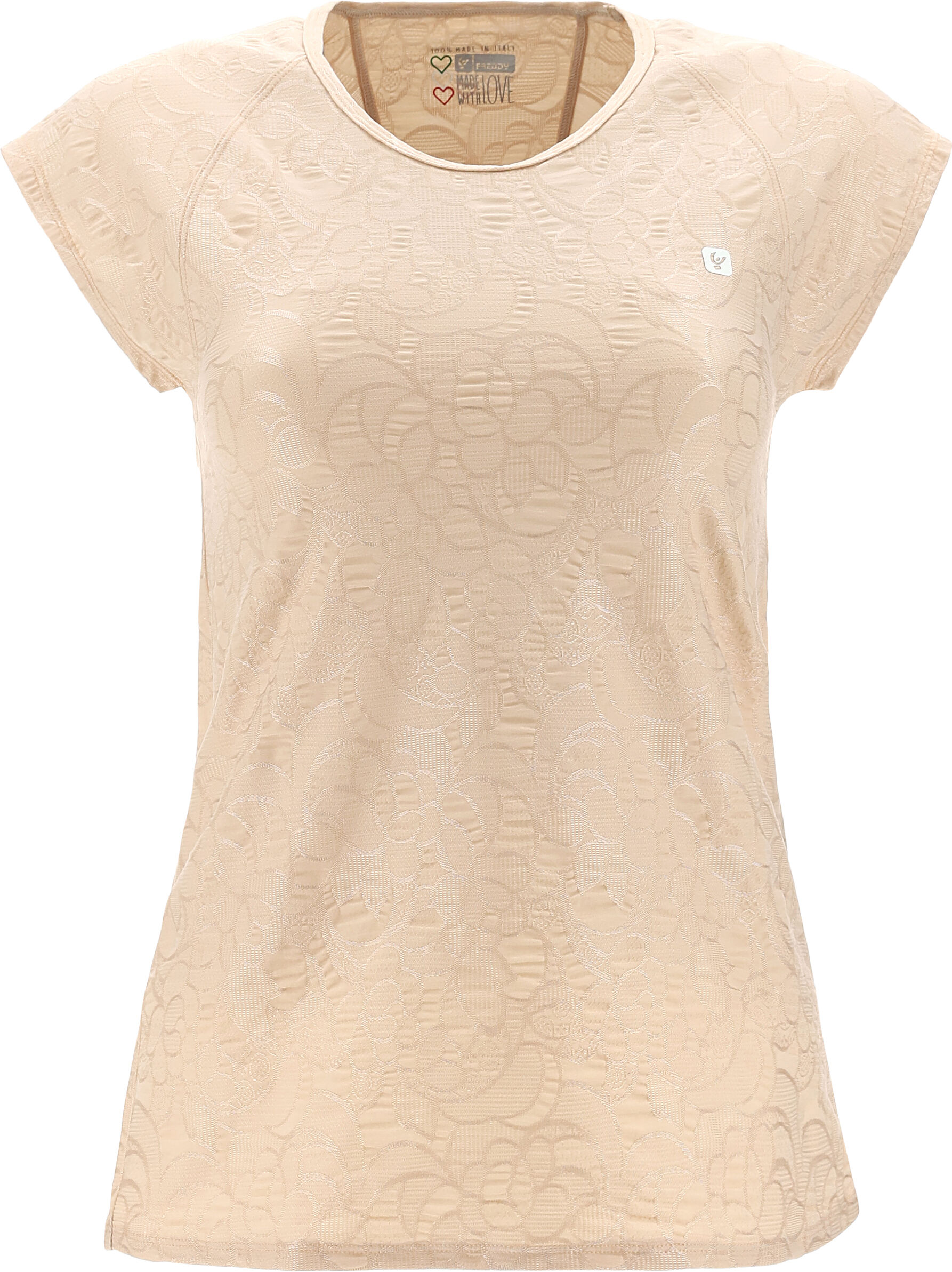 Freddy T-shirt in jersey jacquard fantasia floreale Cameo Rose