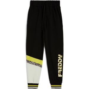 Freddy Pantaloni in felpa con coulisse e fondo gamba decorato Black Junior 10 Anni