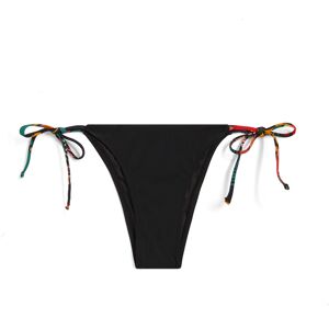 Freddy Slip bikini con chiusura a laccetti e dettagli tropical Nero Donna Extra Small