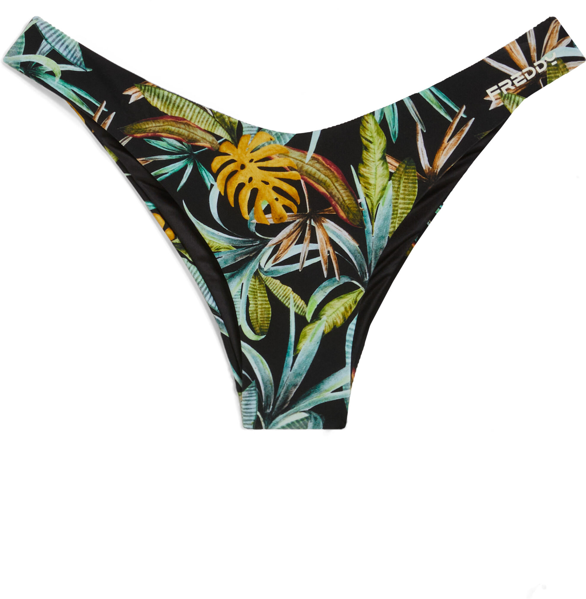 Freddy Slip bikini a fantasia foliage tropicale all over Nero Donna Large