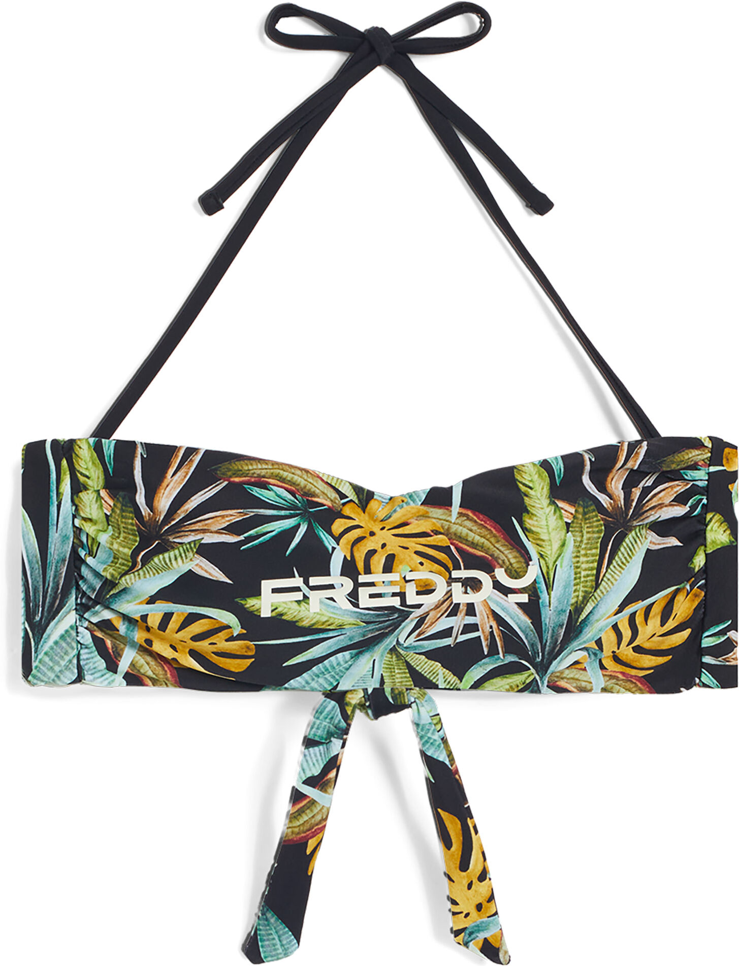 Freddy Top bikini a fascia fantasia foliage tropical Nero Donna Extra Small