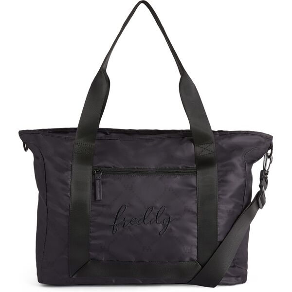 freddy borsa tote bag con tracolla con logo ricamato nero-nero donna unica