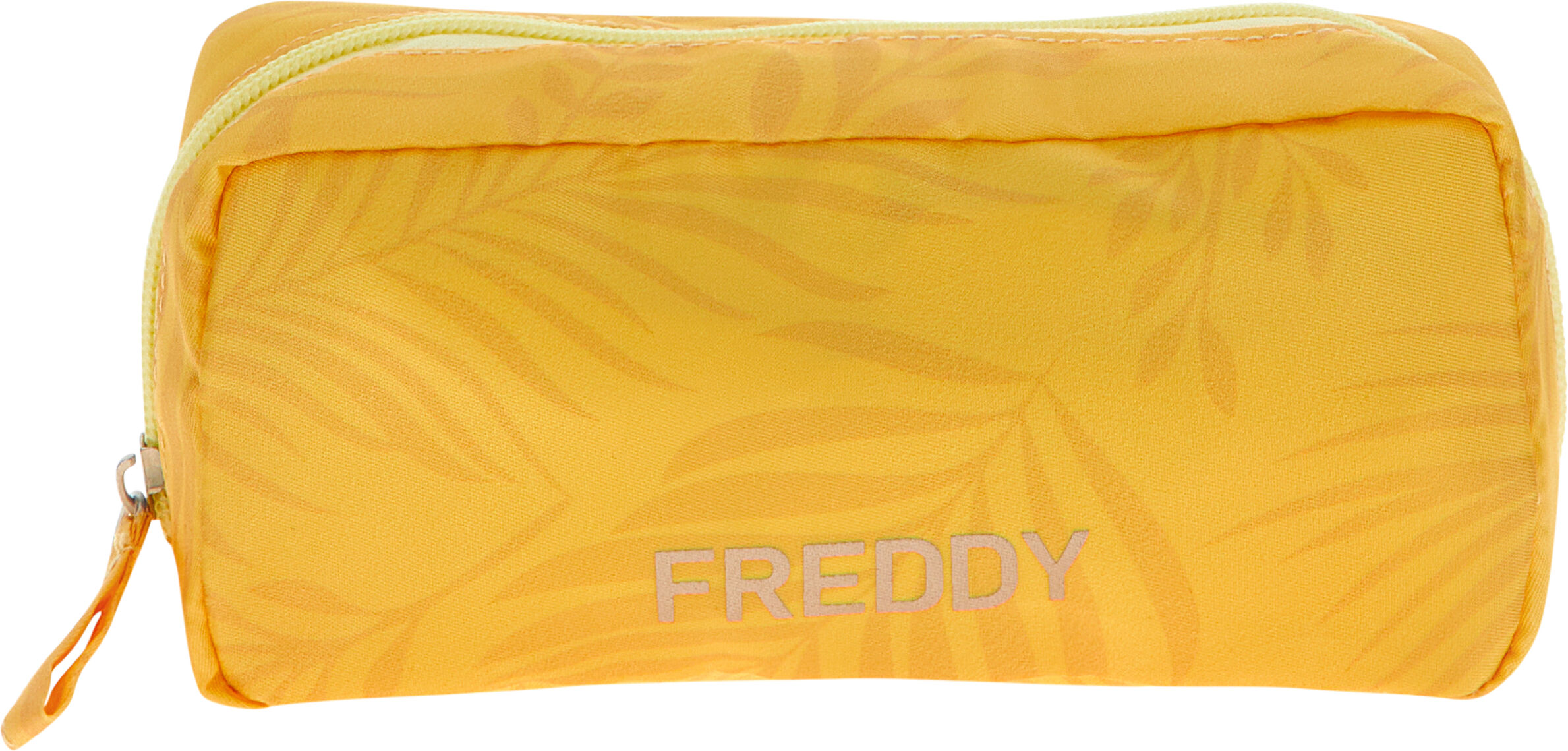 freddy beauty case in nylon con logo  applicato allover leaves yellow donna unica