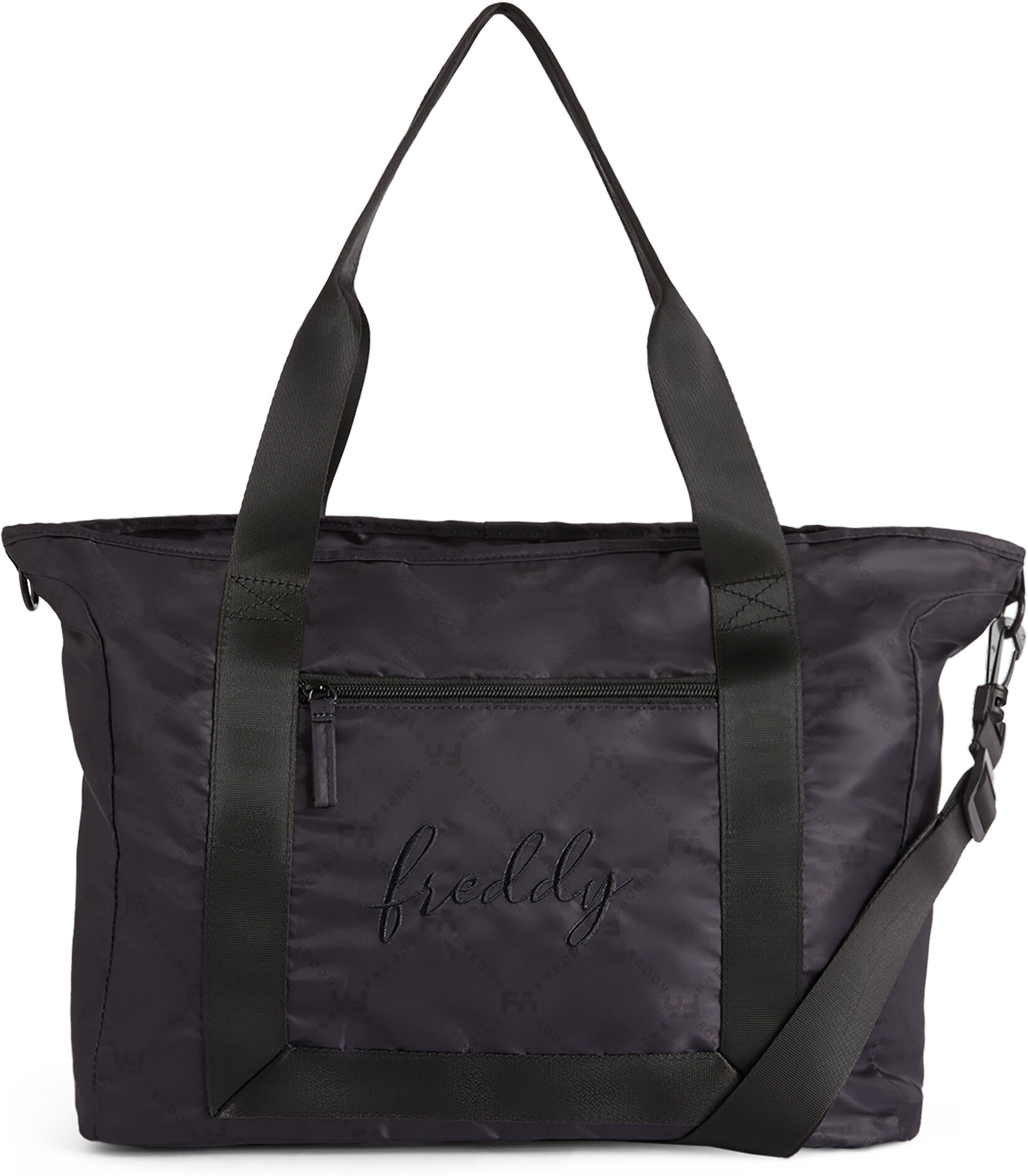 freddy borsa tote bag con tracolla con logo ricamato nero-nero donna unica