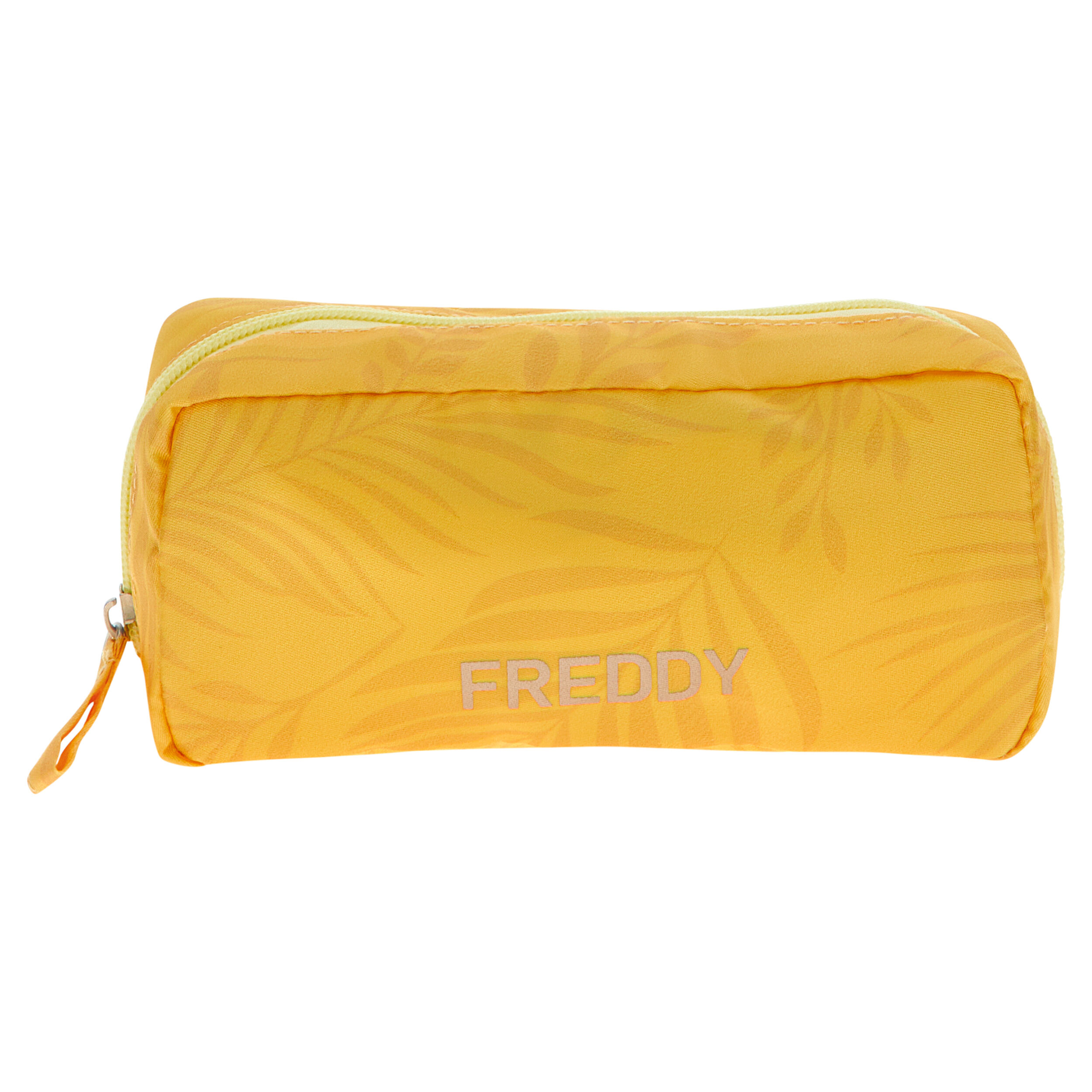 Freddy Beauty case in nylon con logo  applicato Allover Leaves Yellow Donna Unica