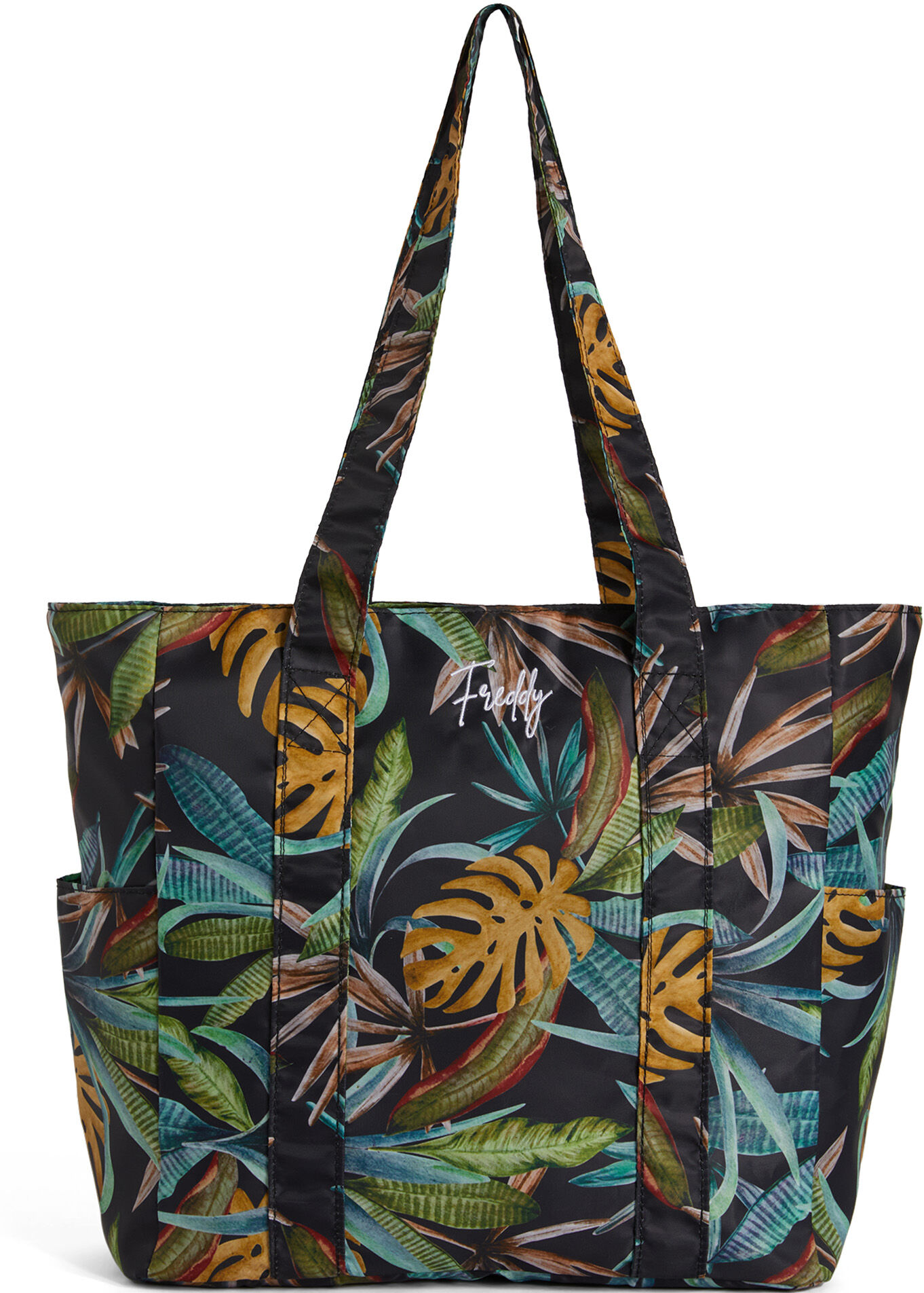 Freddy Borsa shopper stampa foliage tropical con tasche laterali Black - Allover Flower Donna Unica