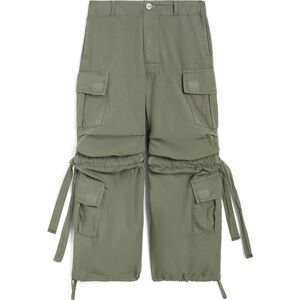 Freddy Pantaloni cargo da bambina in cotone tinto capo Verde Militare Junior 10 Anni