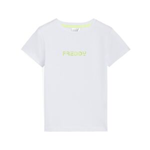 Freddy T-shirt da bambina con logo fluo decorato da strass Bianco Junior 6 Anni