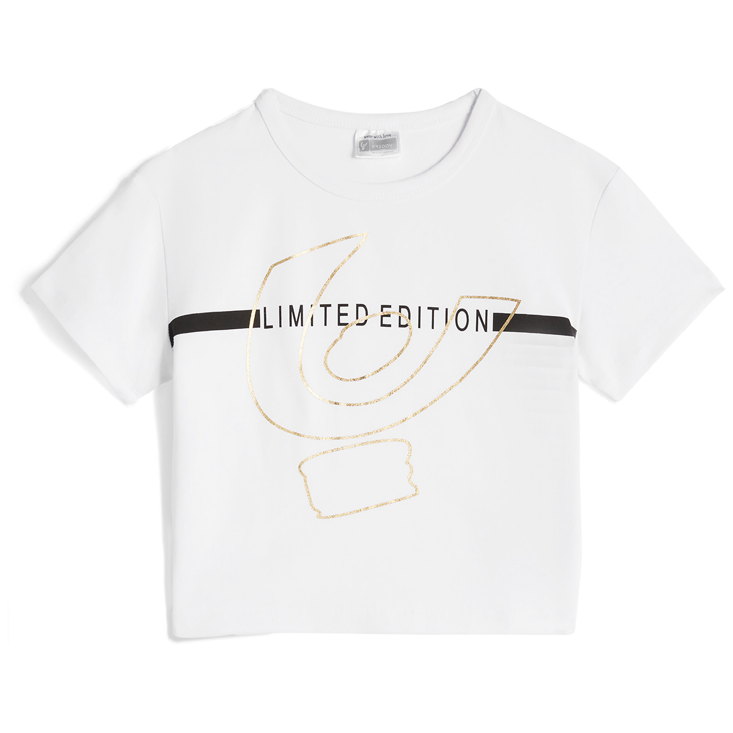 Freddy T-shirt da bambina corta in vita con maxi logo sul fronte Bianco Junior 4 Anni