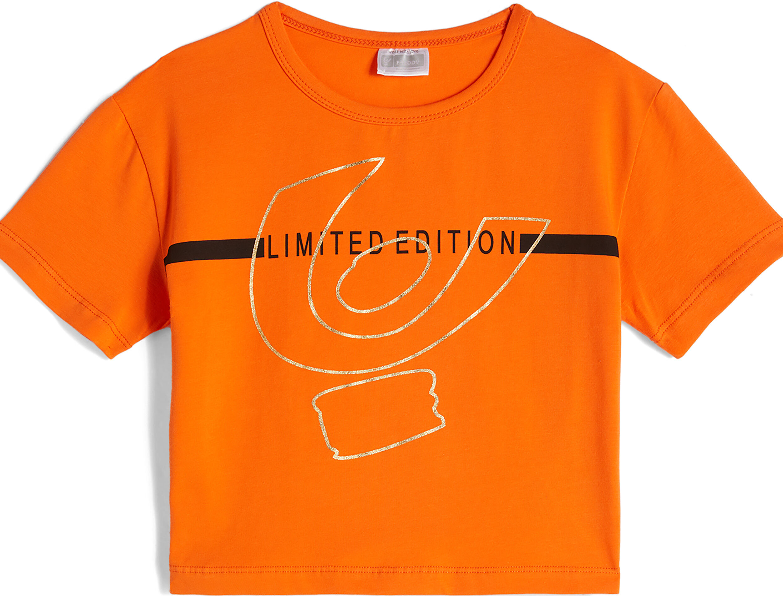 Freddy T-shirt da bambina corta in vita con maxi logo sul fronte Orange Junior 16l