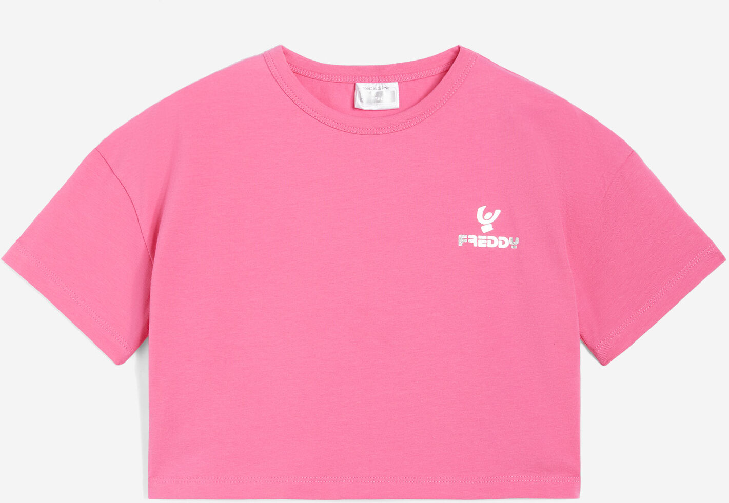 Freddy T-shirt da bambina comfort fit corta in vita Fuxia Junior 4 Anni