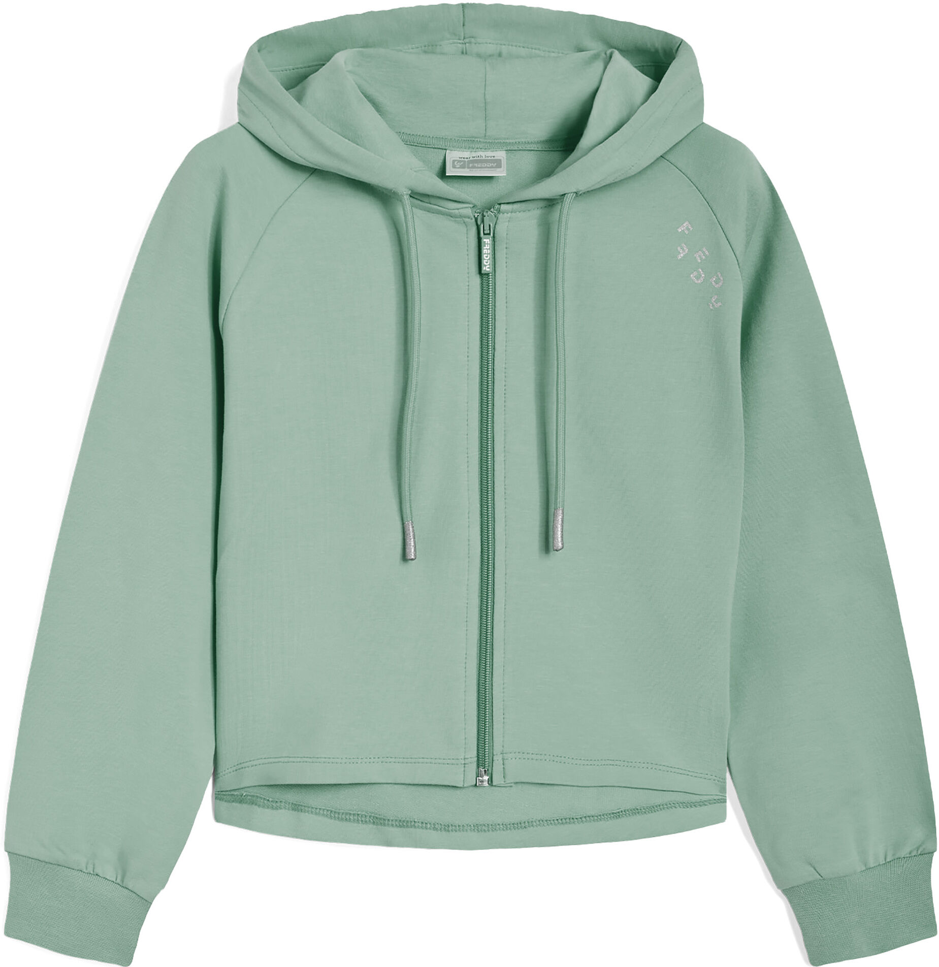 Freddy Felpa maniche raglan da bambina con zip e cappuccio Verde Militare Junior 4 Anni