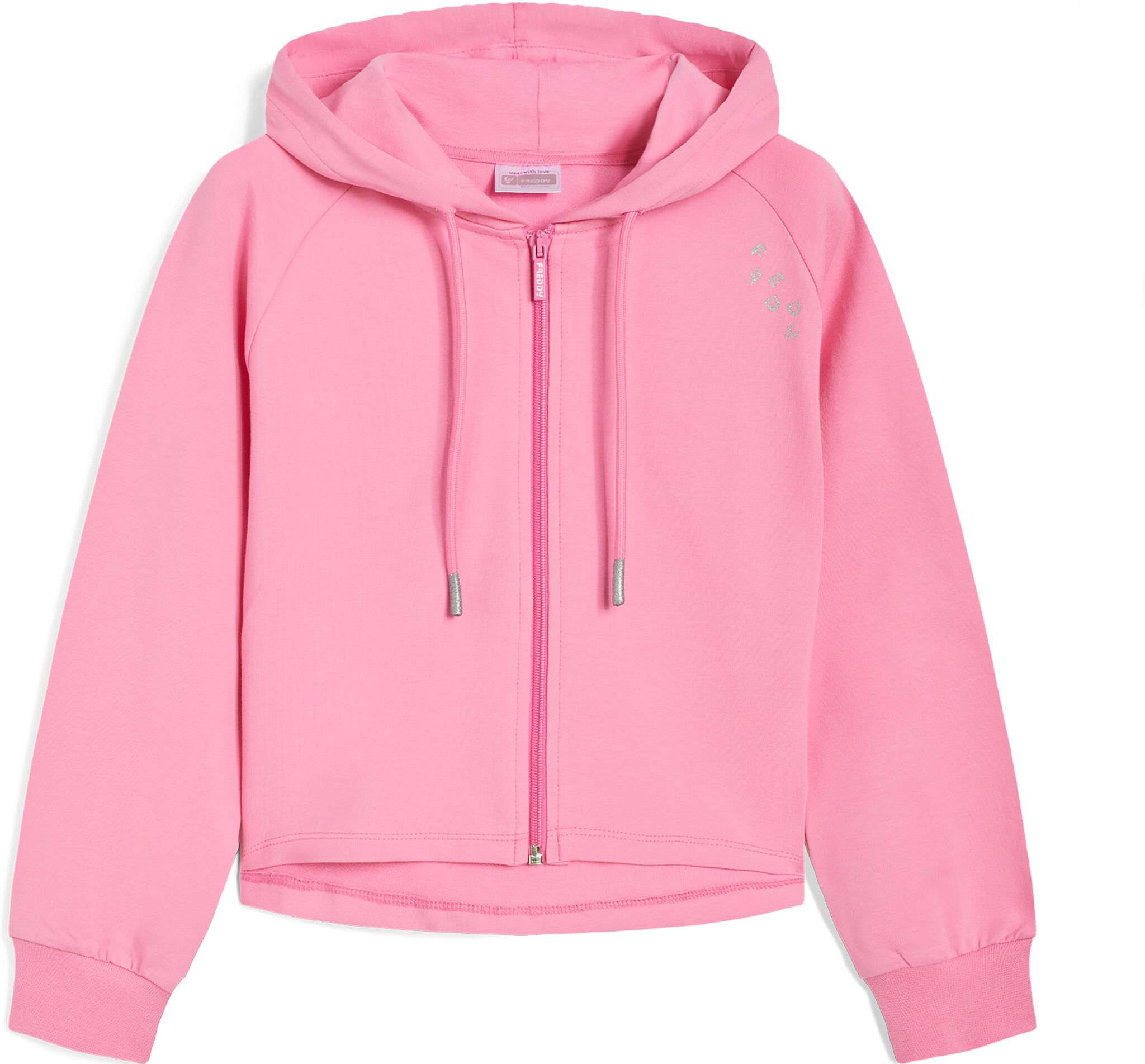 Freddy Felpa maniche raglan da bambina con zip e cappuccio Rosa Junior 4 Anni