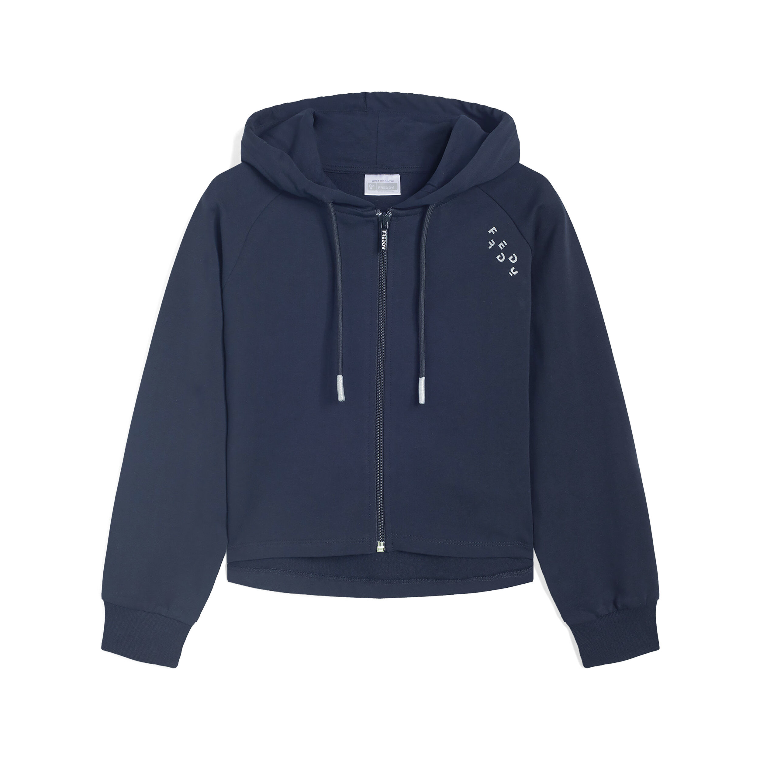 Freddy Felpa maniche raglan da bambina con zip e cappuccio Blue Junior 4 Anni