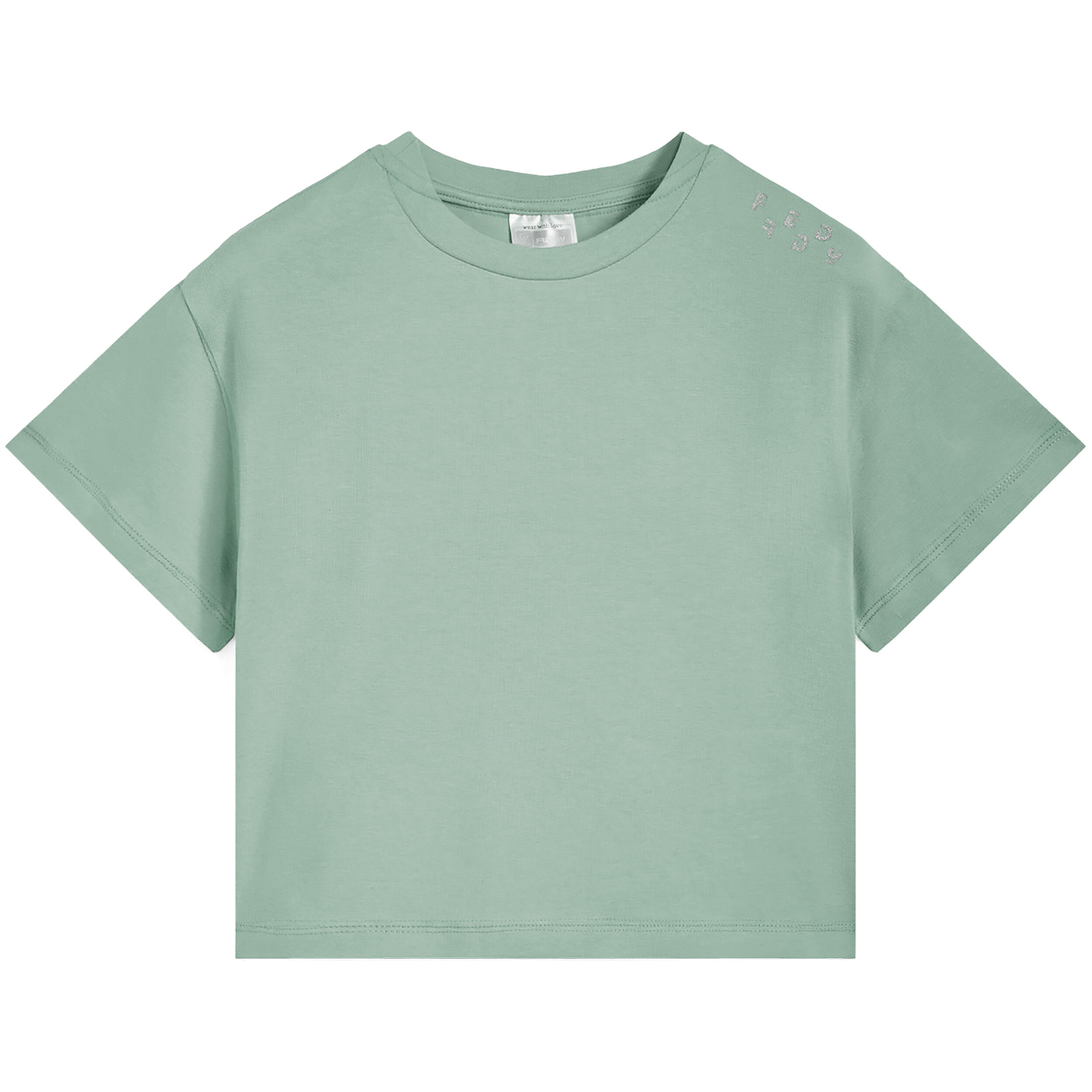 Freddy T-shirt corta da bambina con logo glitter sulla spalla Verde Militare Junior 10 Anni