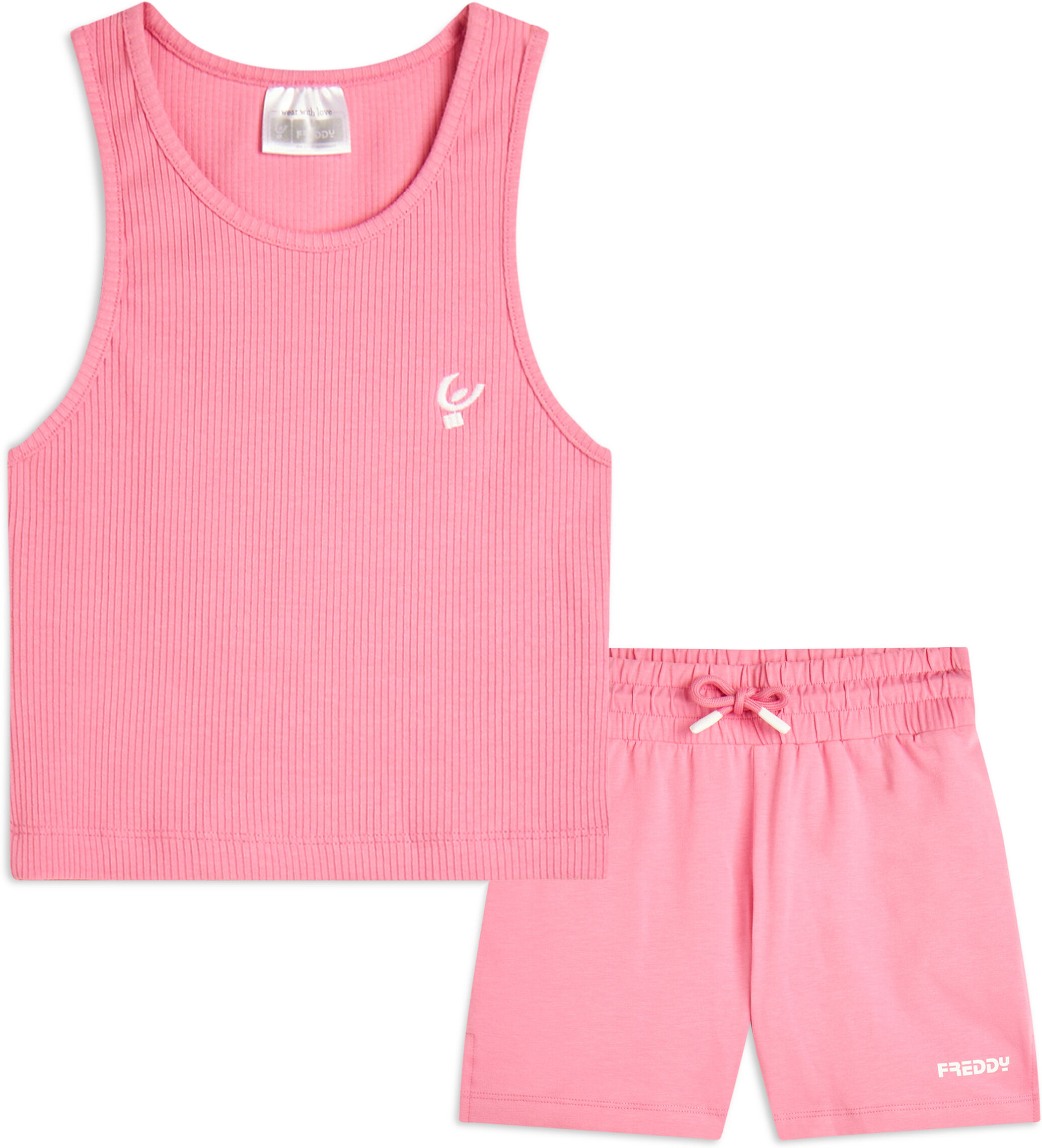 Freddy Completo estivo da bambina con top e shorts Rosa Junior 10 Anni