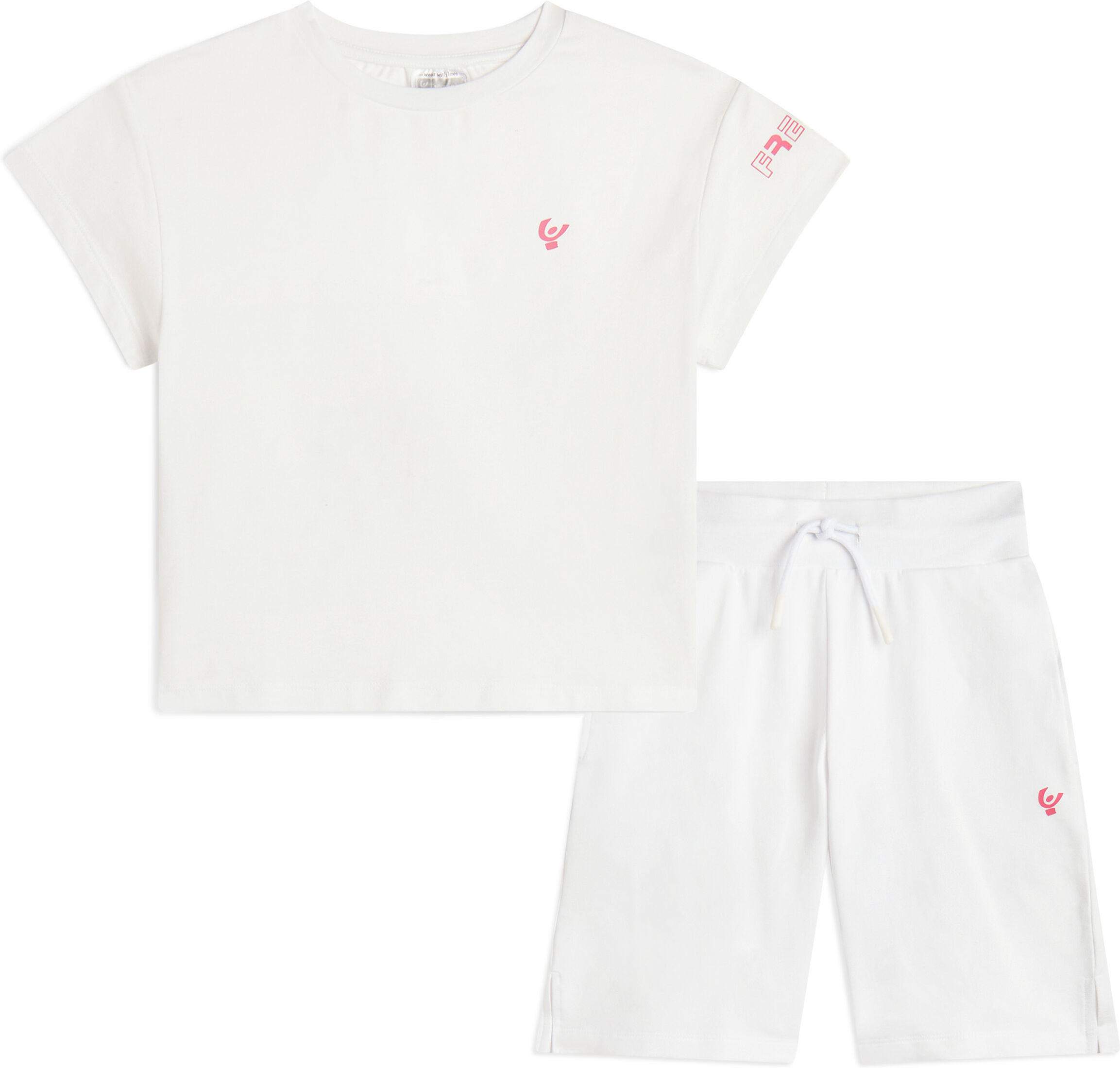 Freddy Completo estivo da bambina con t-shirt e bermuda Bianco Junior 4 Anni