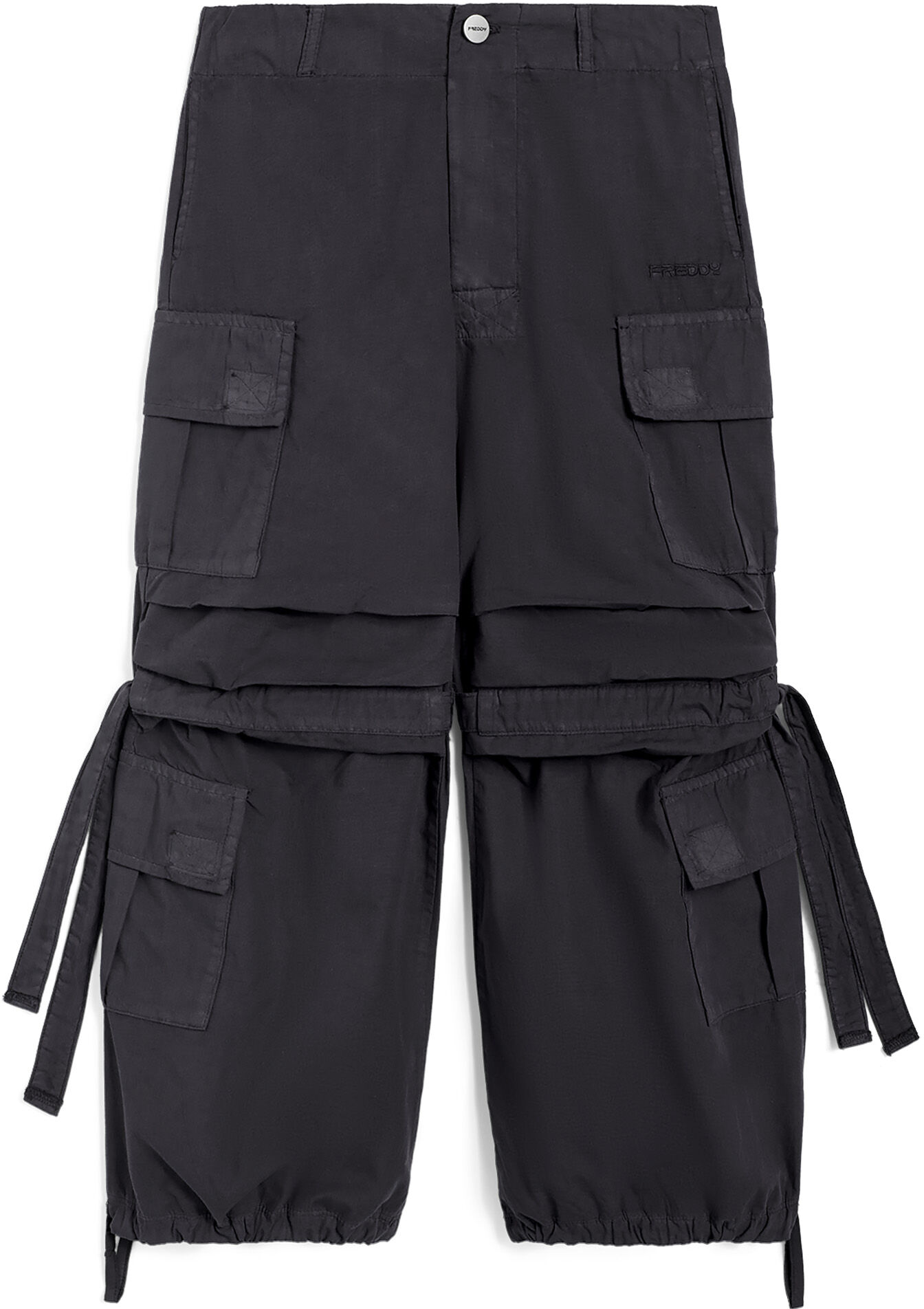 Freddy Pantaloni cargo da bambina in cotone tinto capo Nero Junior 4 Anni