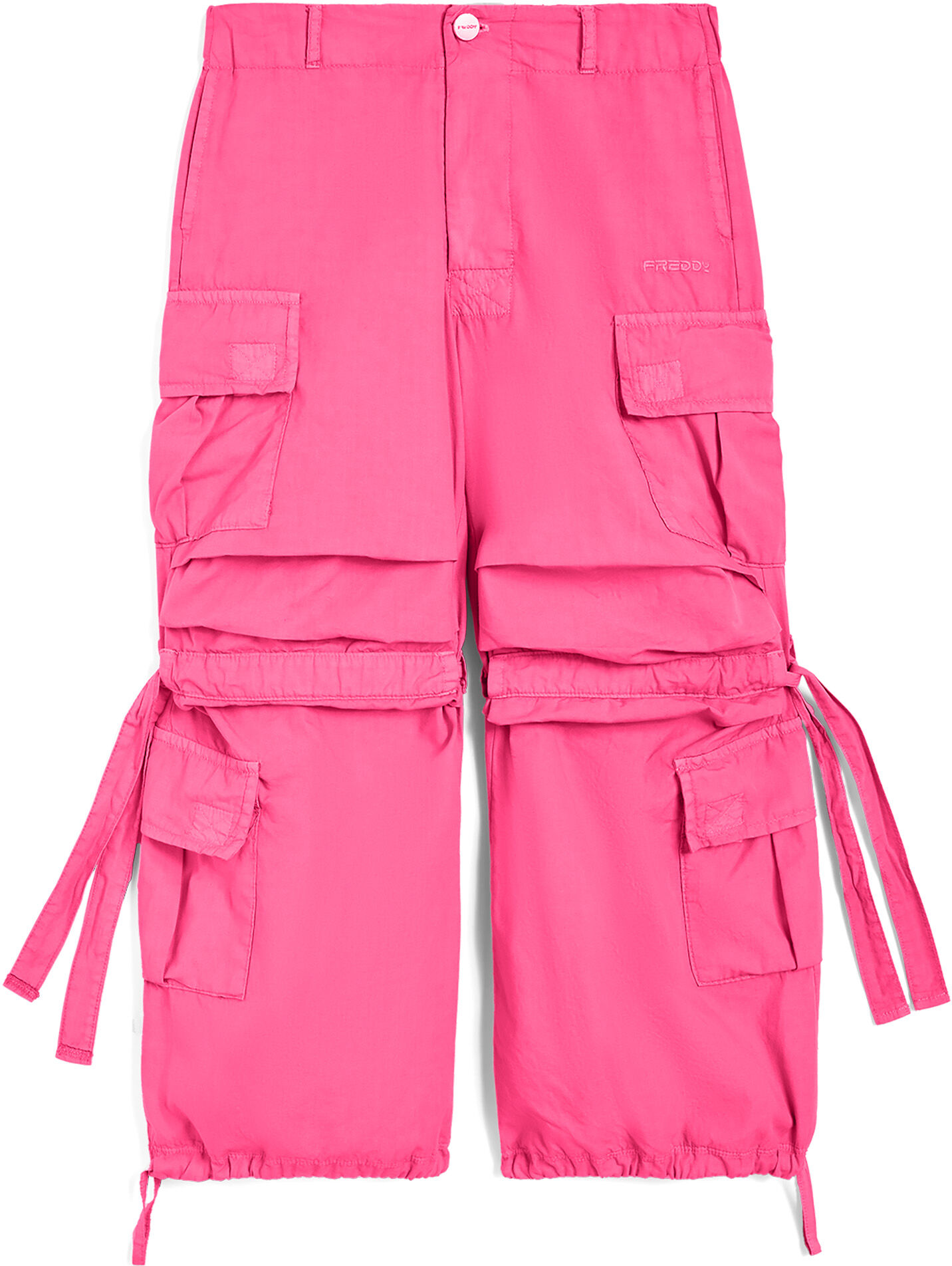 Freddy Pantaloni cargo da bambina in cotone tinto capo Fuxia Junior 8 Anni