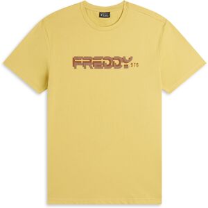 Freddy T-shirt in cotone con logo centrale Giallo Senape Uomo Medium