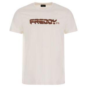 Freddy T-shirt in cotone con logo centrale Bianco Uomo Extra Large