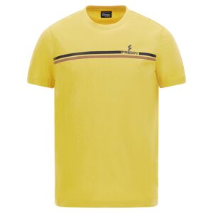Freddy T-shirt in jersey con banda centrale stampata Giallo Uomo Extra Large