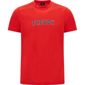 Freddy T-shirt in jersey con piccolo logo  stile college Rosso Uomo Extra Large