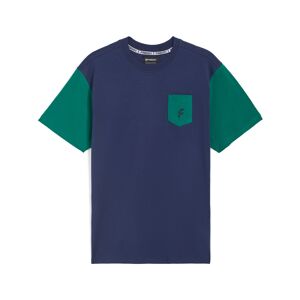 Freddy T-shirt da uomo con maniche e taschino in colore a contrasto Blu Uomo Extra Large