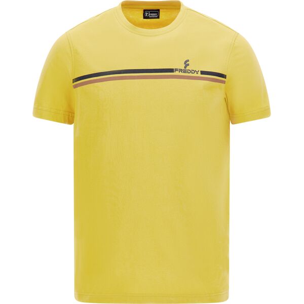 freddy t-shirt in jersey con banda centrale stampata giallo uomo medium