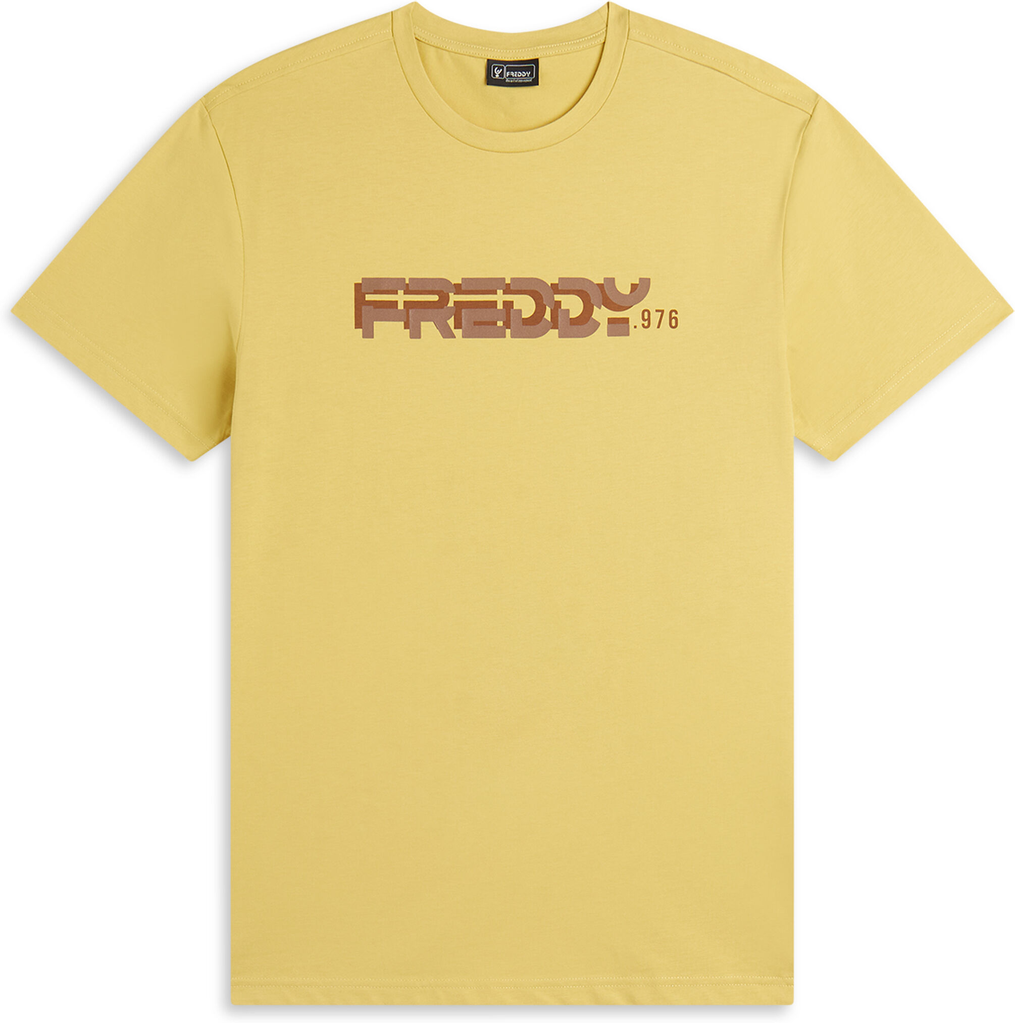 freddy t-shirt in cotone con logo centrale giallo senape uomo large