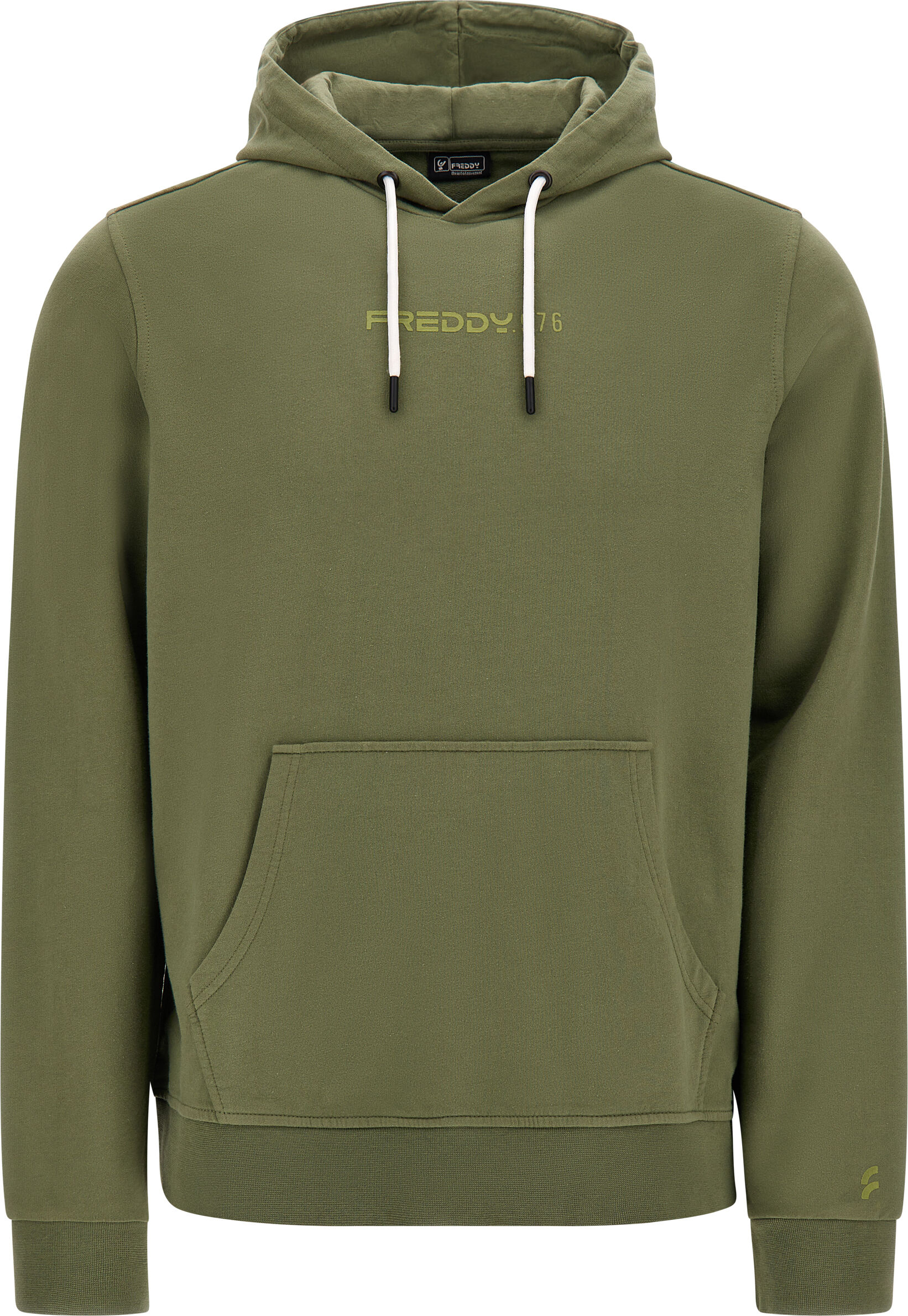 Freddy Felpa french terry con cappuccio e logo centrale Verde Militare Uomo Large