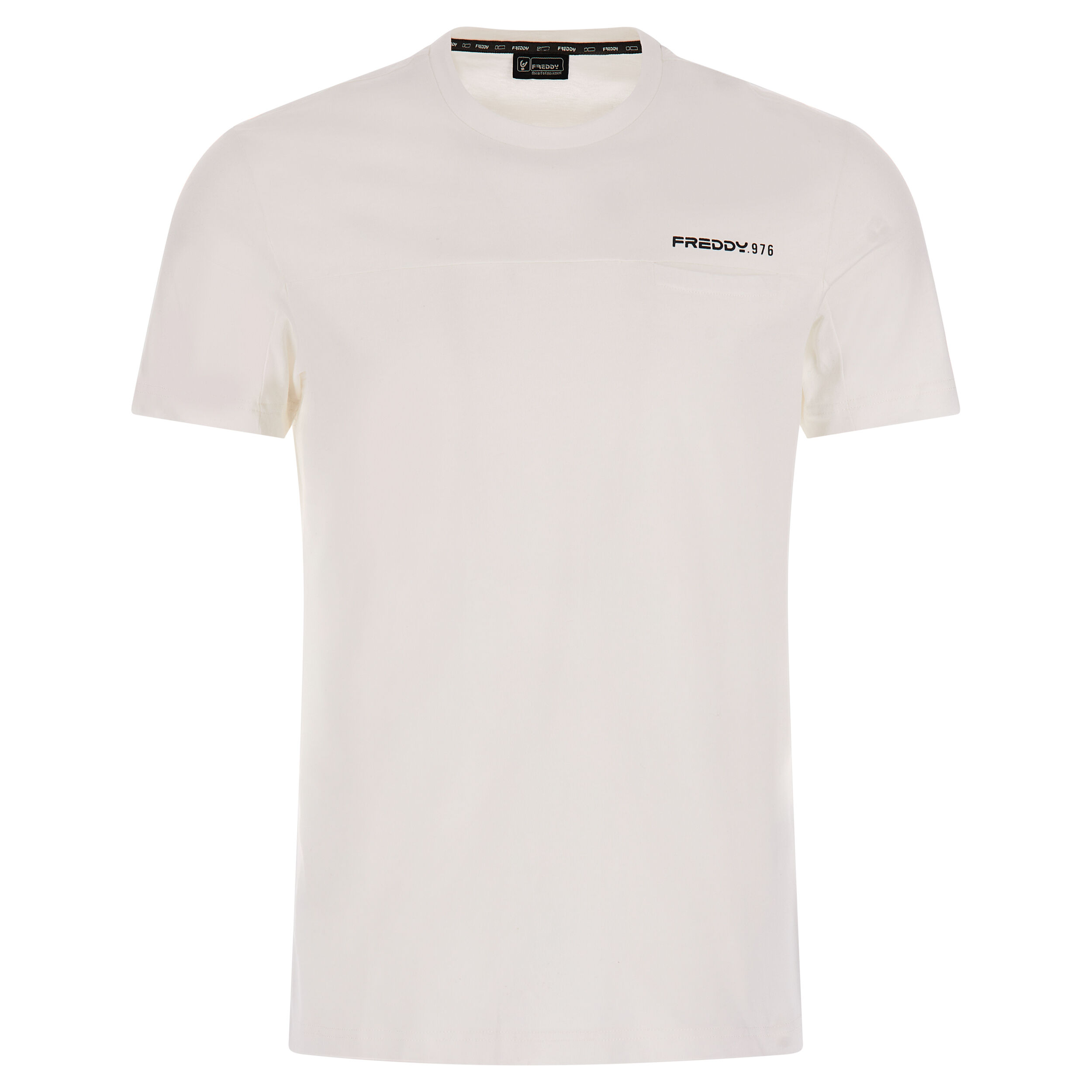 Freddy T-shirt in cotone con cuciture a blocchi e taschino Bianco Uomo Extra Large