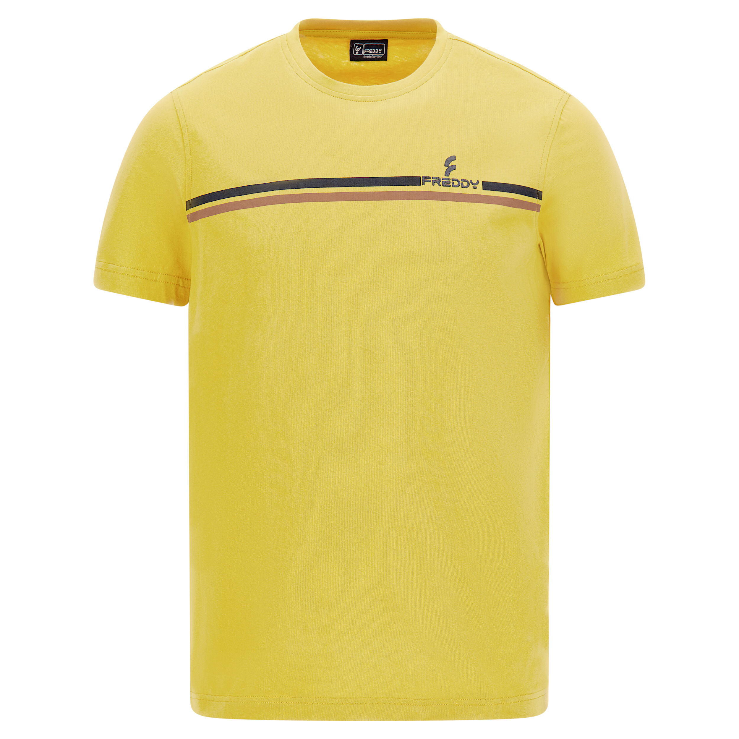 Freddy T-shirt in jersey con banda centrale stampata Giallo Uomo Medium