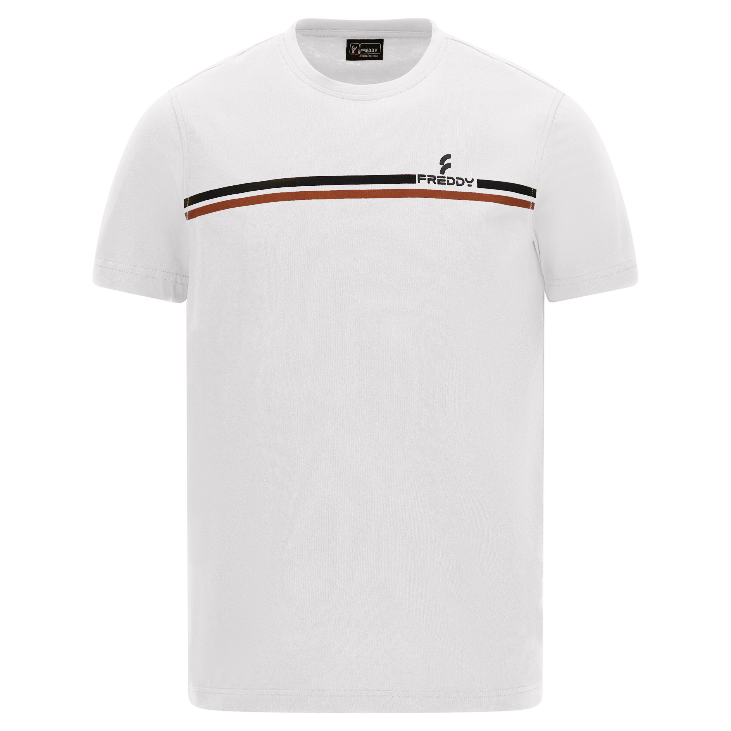 Freddy T-shirt in jersey con banda centrale stampata Bianco Uomo Large