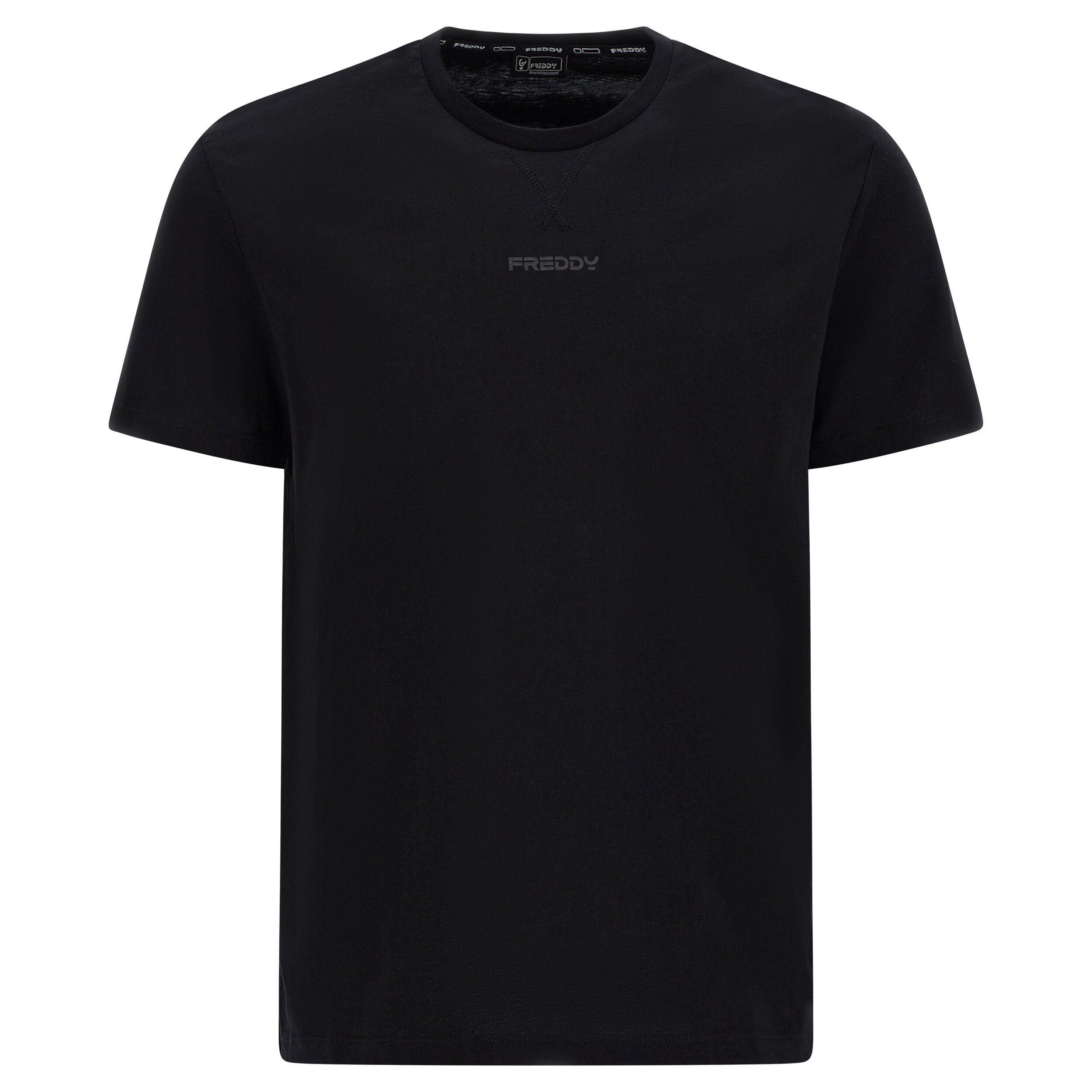 Freddy T-shirt in jersey con logo centrale in tono colore Nero Uomo Medium