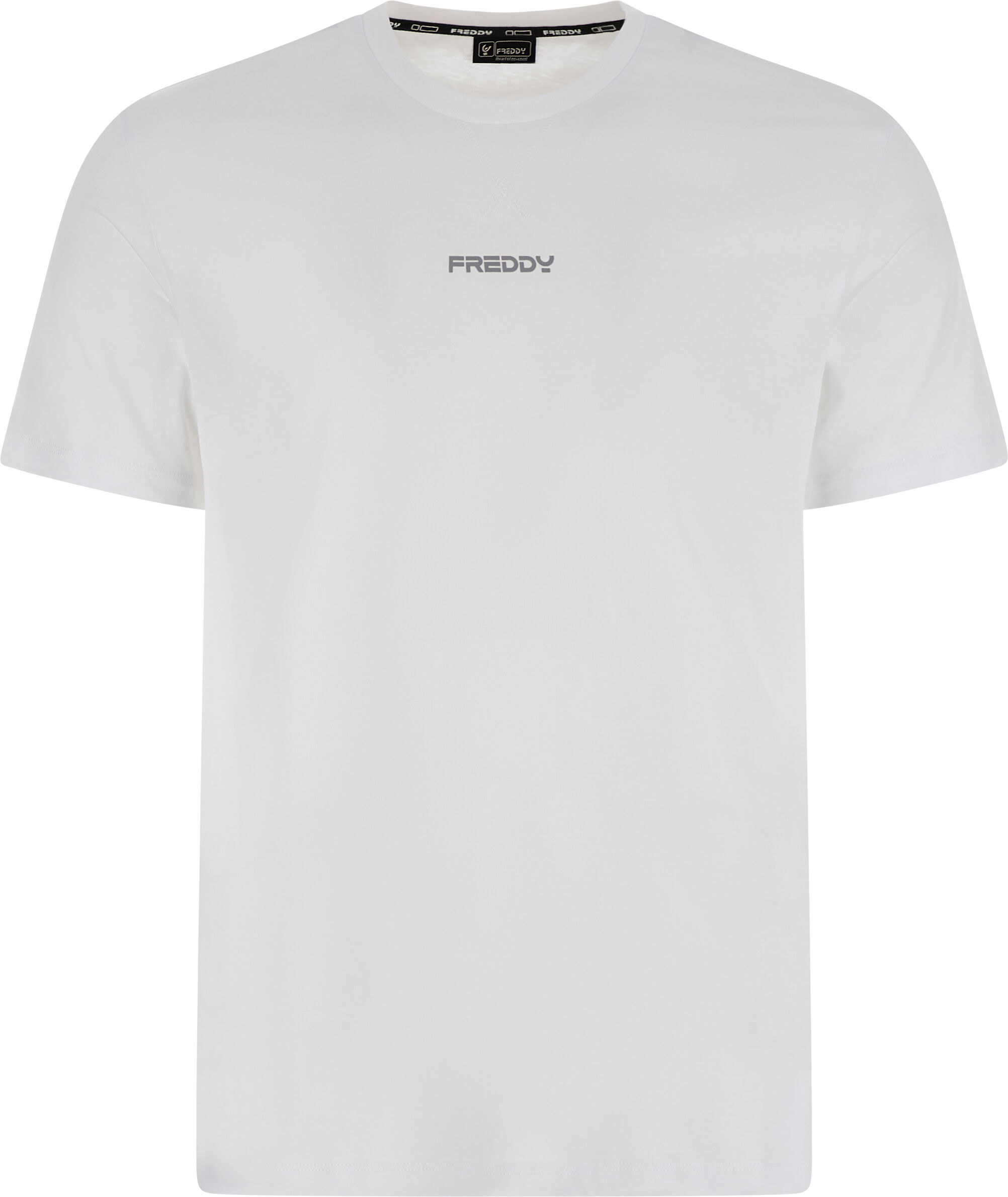 Freddy T-shirt in jersey con logo centrale in tono colore Grigio Chiaro Uomo Xxx Large