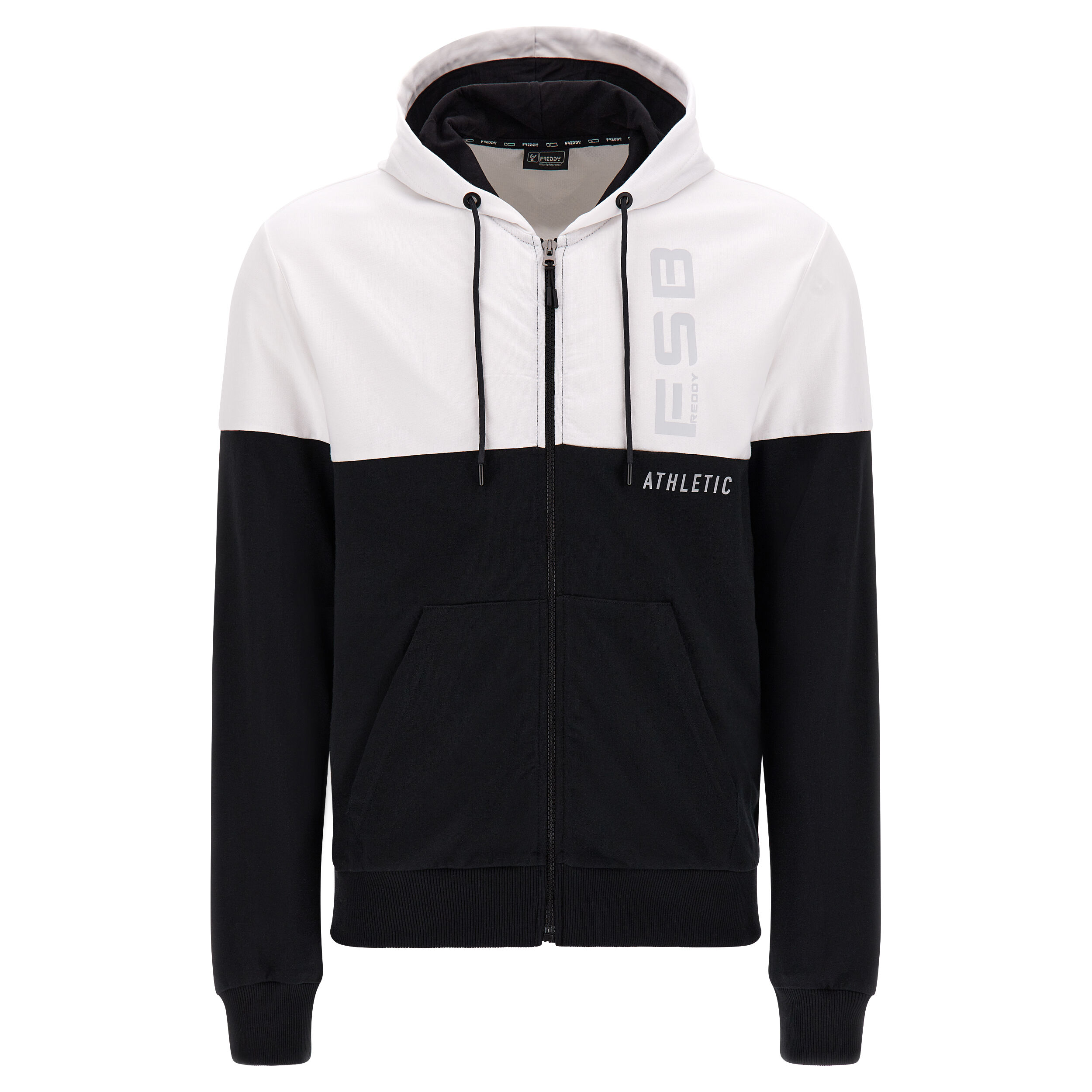 Freddy Felpa bicolore con stampa verticale, cappuccio e zip Bianco Uomo Xxx Large