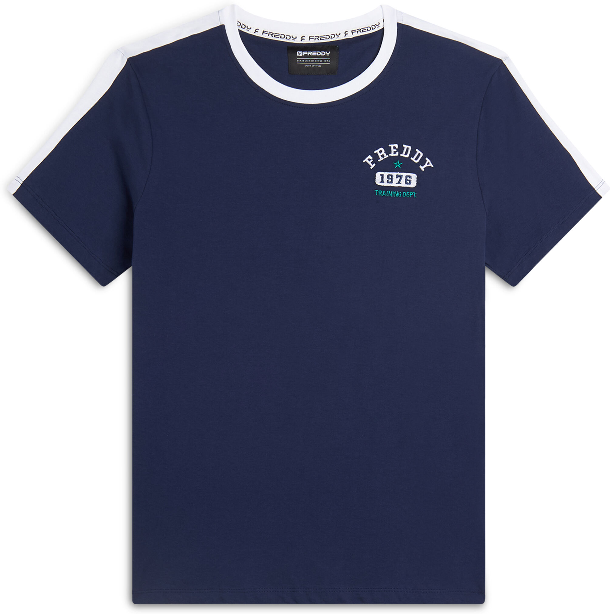 Freddy T-shirt uomo con dettagli a contrasto e logo stile college Blu Uomo Small