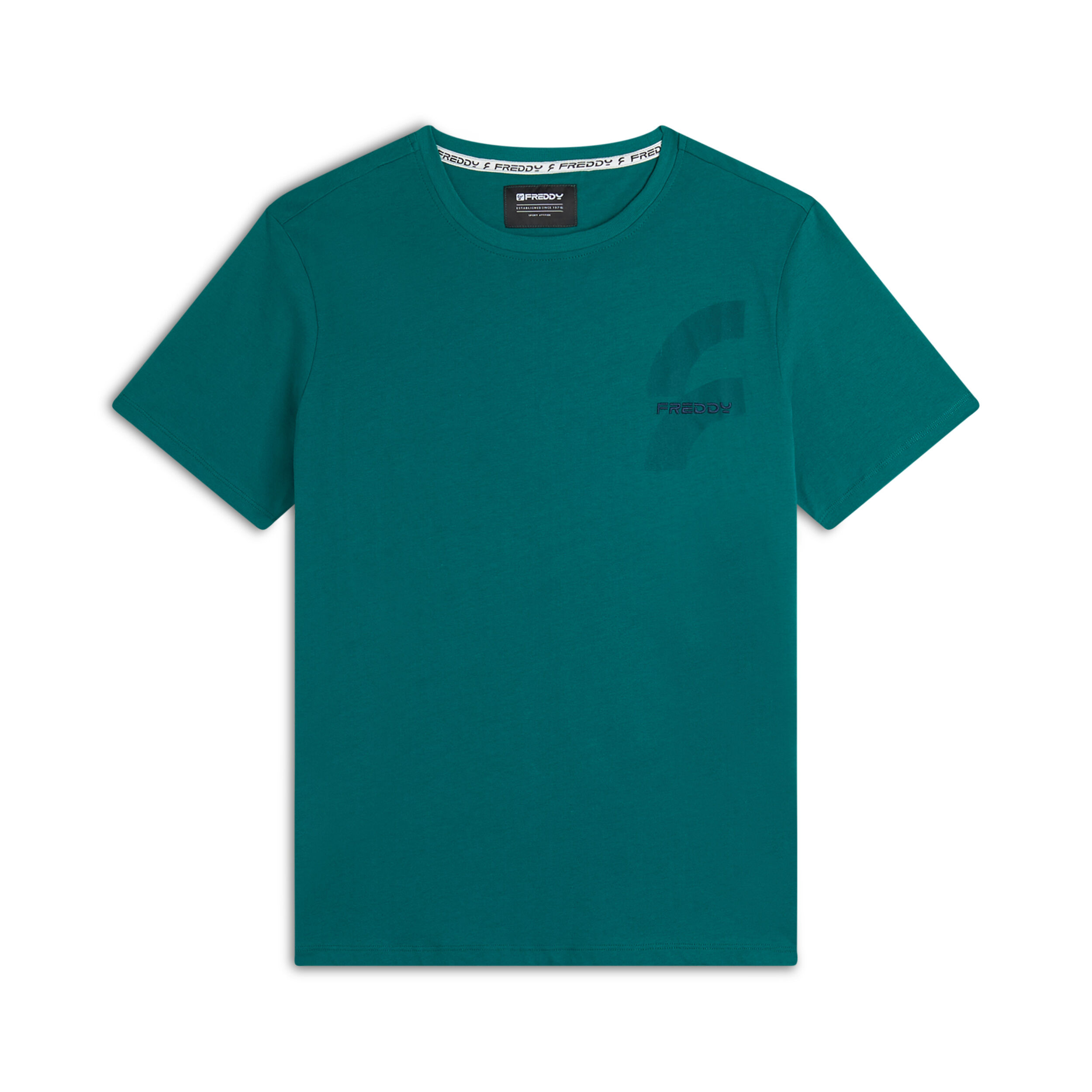 Freddy T-shirt da uomo con maxi logo lato cuore in tono colore Verde Uomo Medium