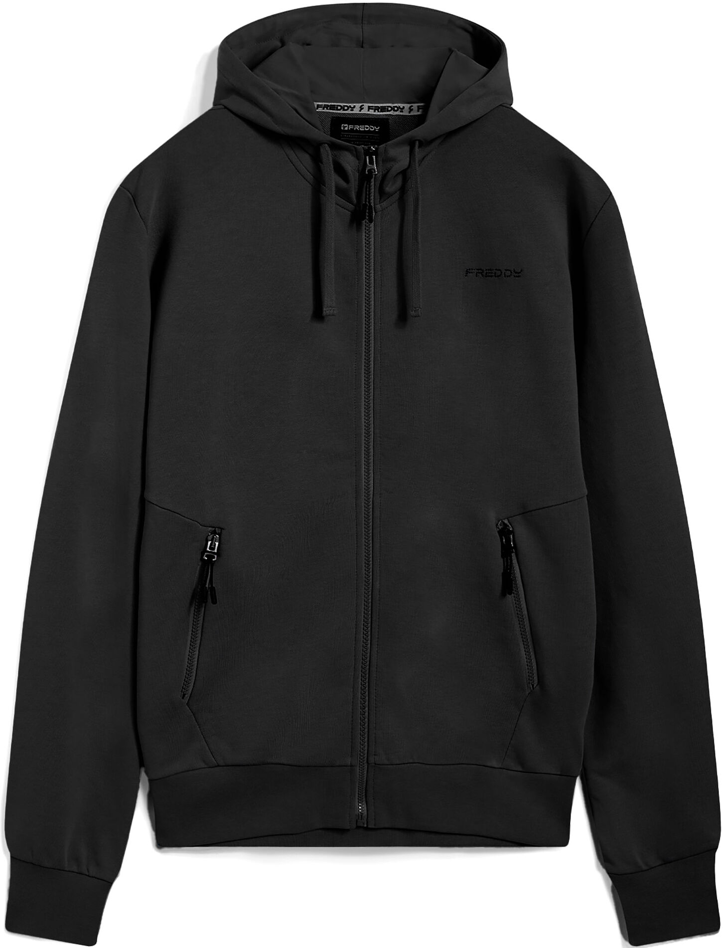 Freddy Felpa da uomo in cotone con cappuccio e chiusura full zip Nero Uomo Extra Large