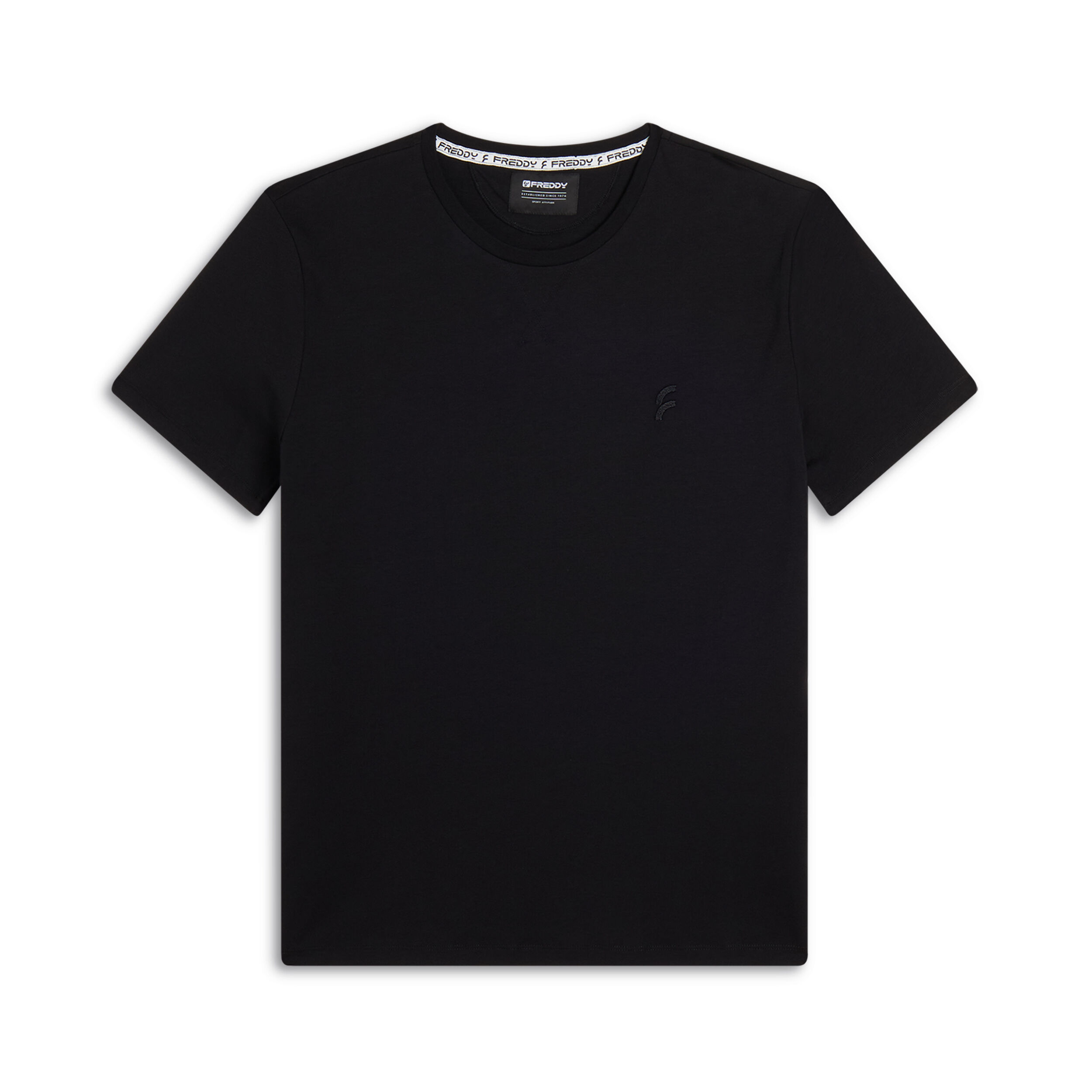 Freddy T-shirt girocollo da uomo in jersey elasticizzato Nero Uomo Large