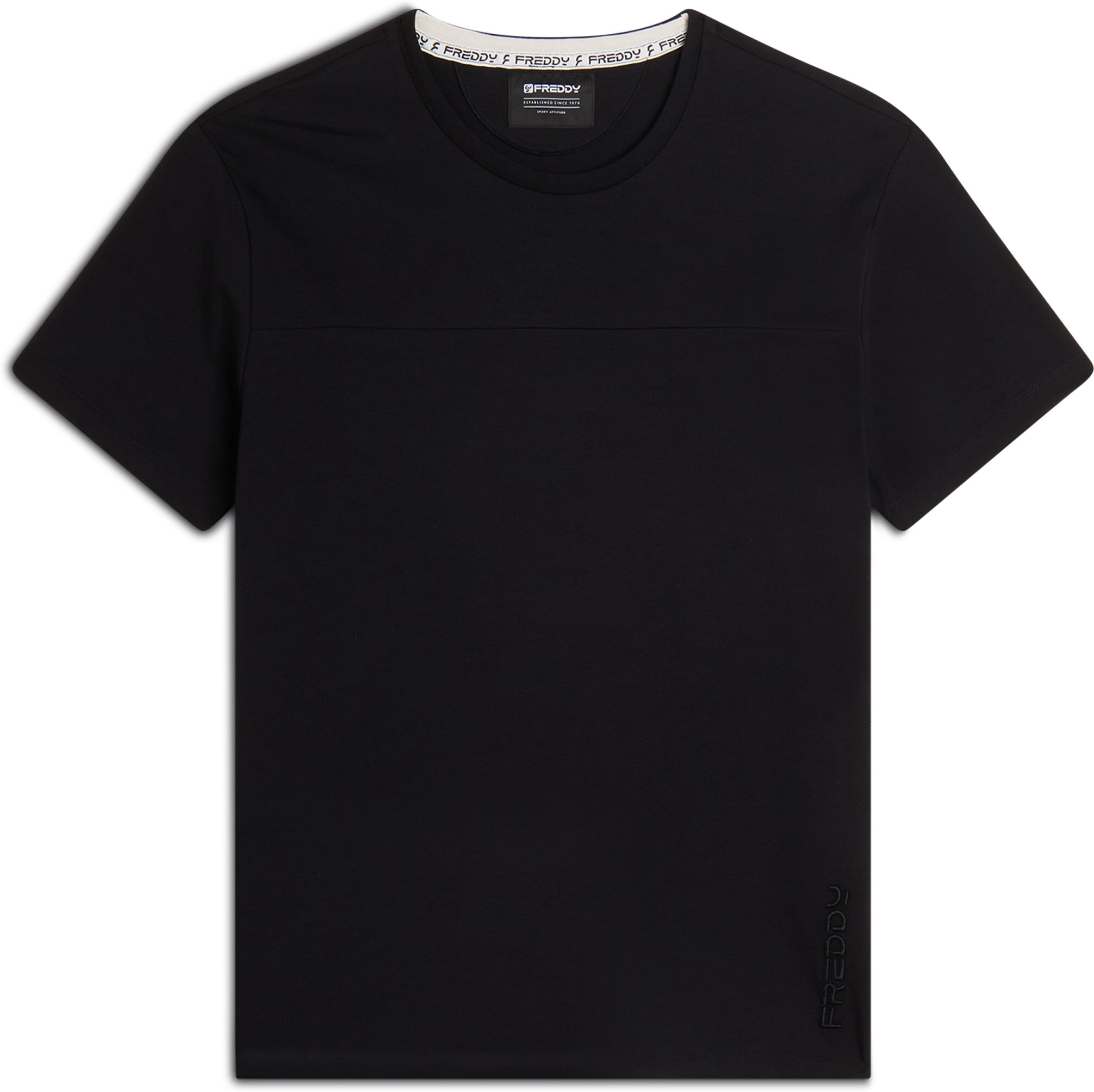 Freddy T-shirt uomo in cotone con cuciture a blocchi Nero Uomo Xx Large