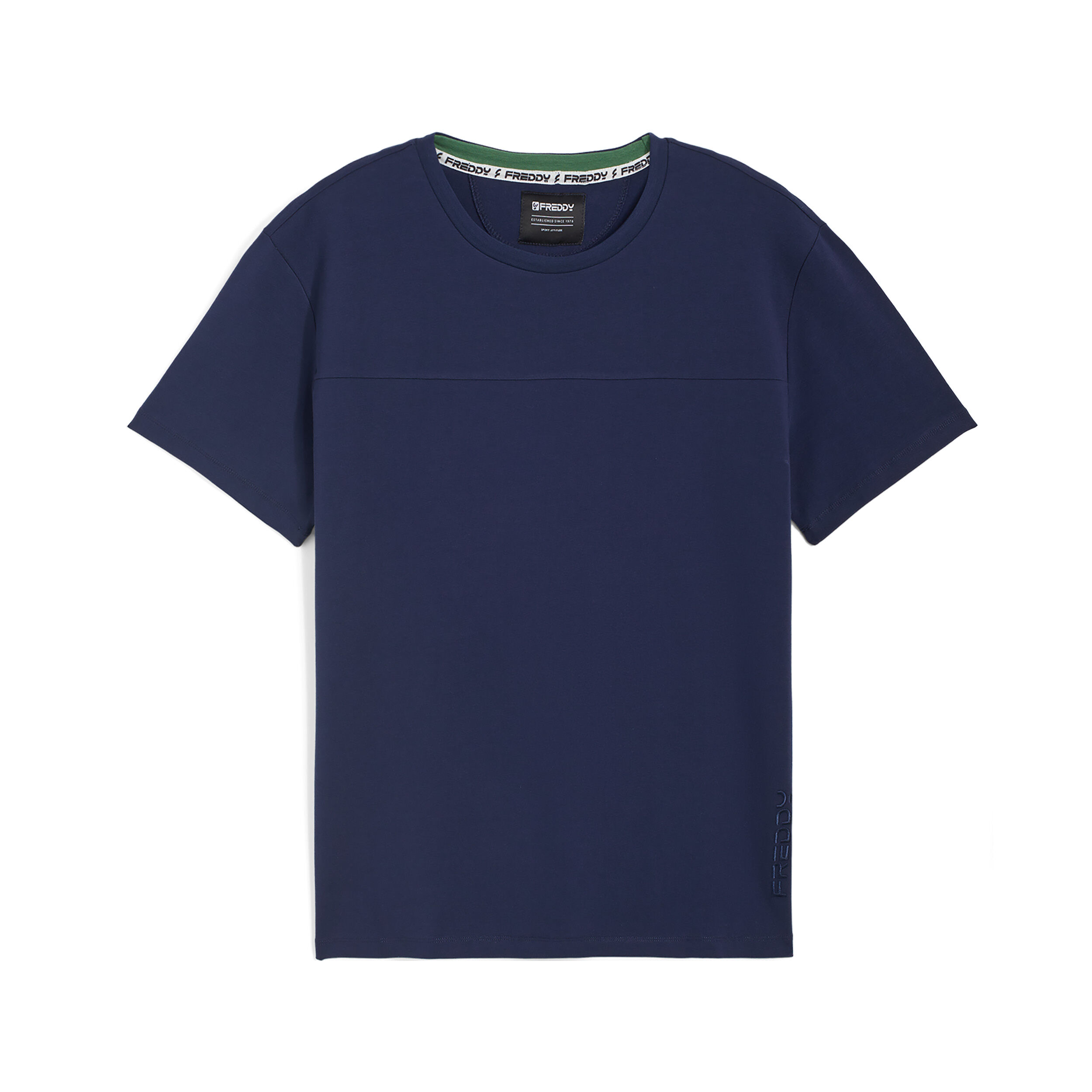 Freddy T-shirt uomo in cotone con cuciture a blocchi Blu Uomo Large